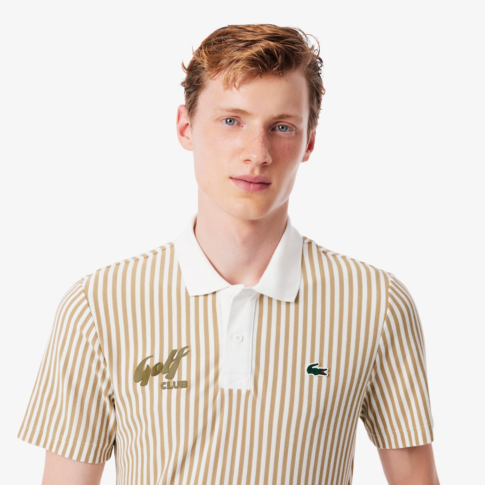 Áo Polo Golf Lacoste Nam Dáng Rộng Sọc Điều Hòa Nhiệt Độ