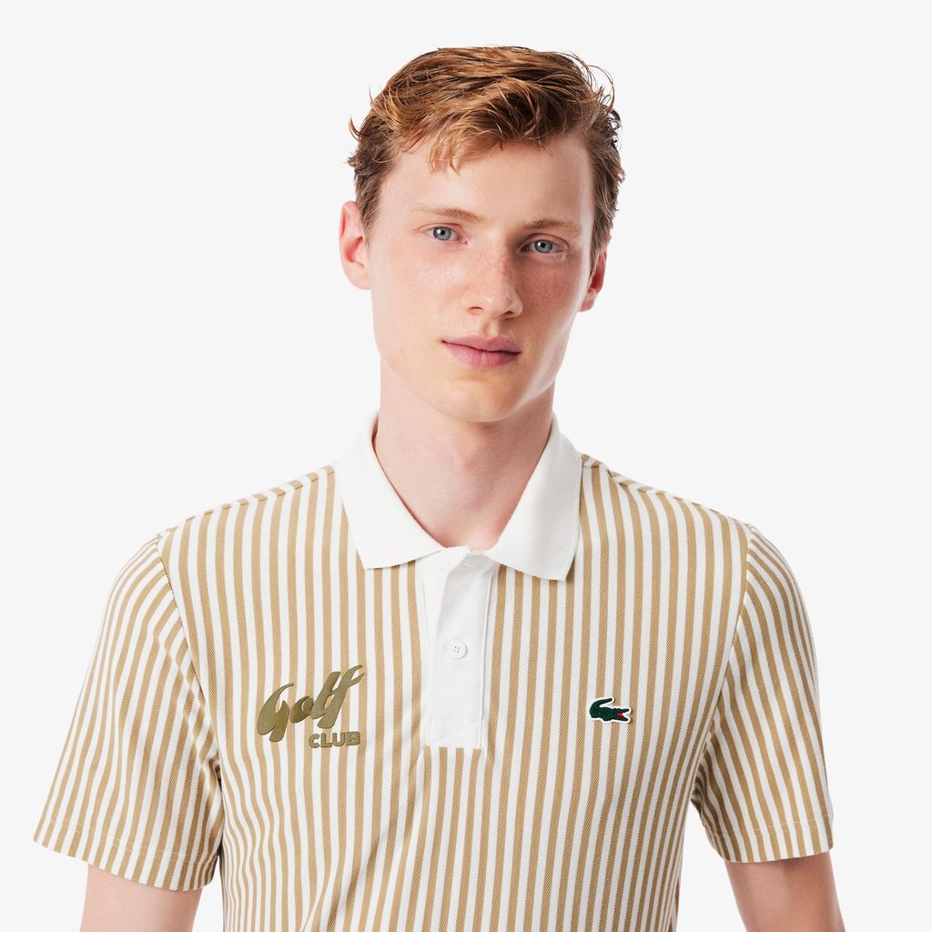 Áo Polo Golf Lacoste Nam Dáng Rộng Sọc Điều Hòa Nhiệt Độ