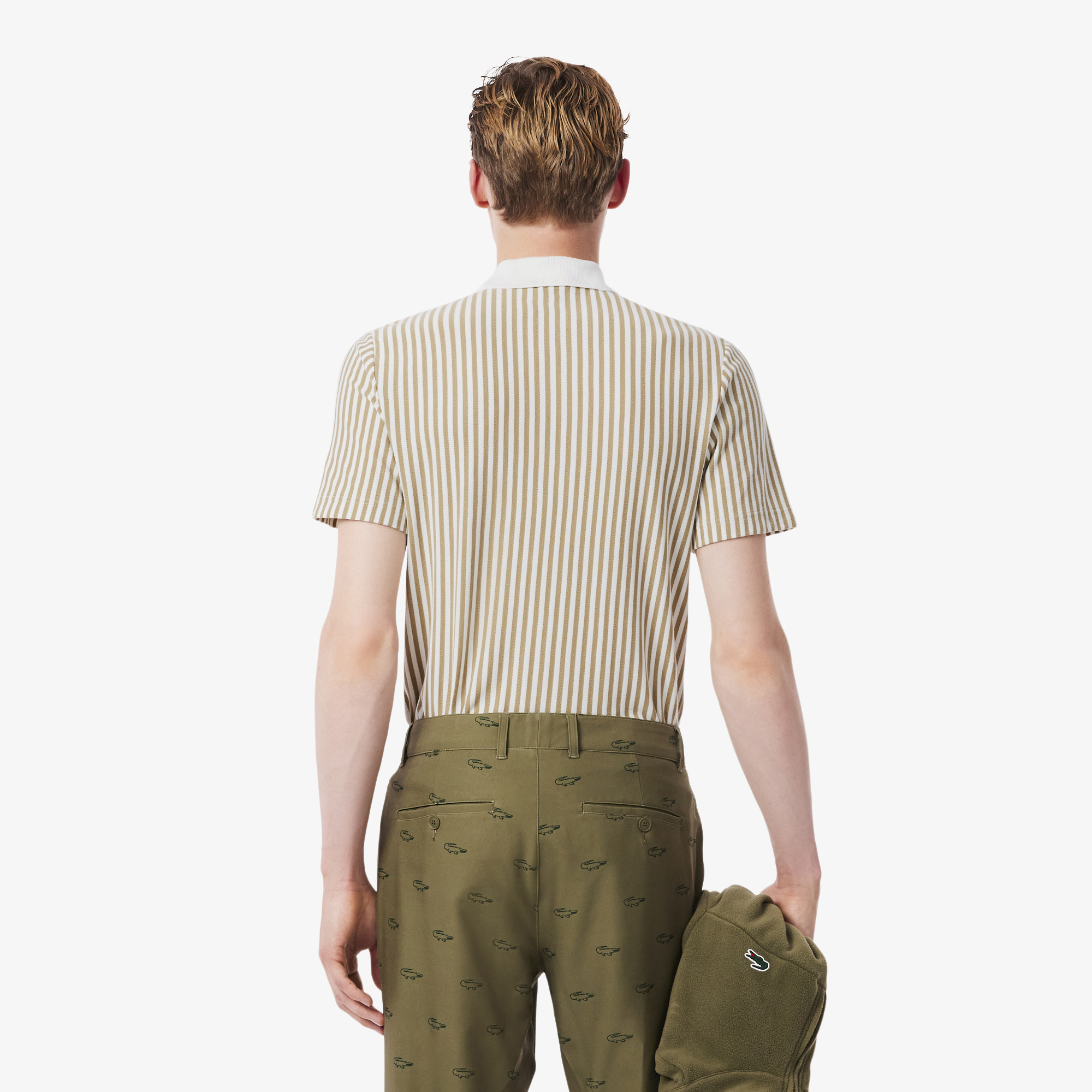 Áo Polo Golf Lacoste Nam Dáng Rộng Sọc Điều Hòa Nhiệt Độ