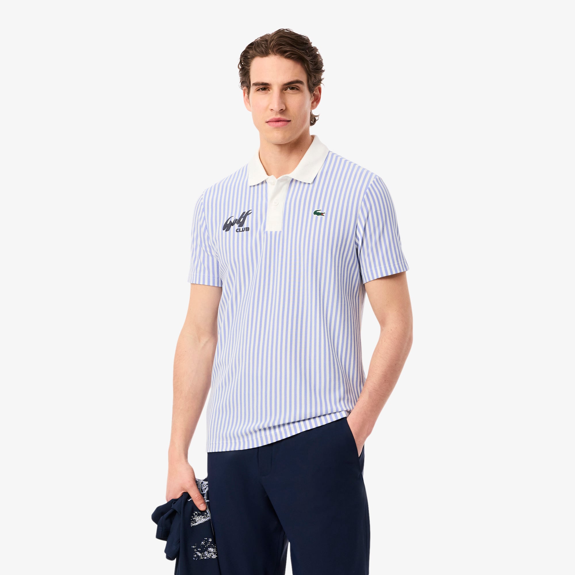 Áo Polo Golf Lacoste Nam Dáng Rộng Sọc Điều Hòa Nhiệt Độ