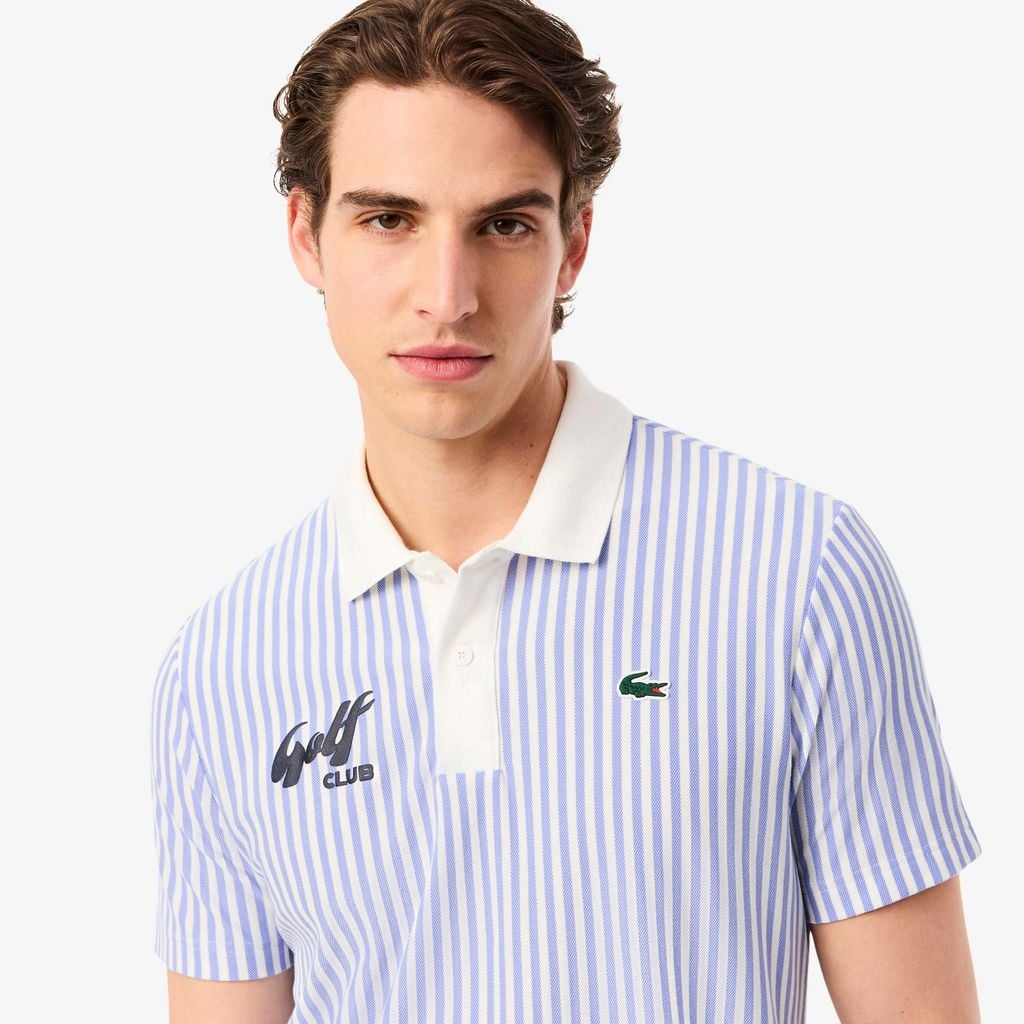 Áo Polo Golf Lacoste Nam Dáng Rộng Sọc Điều Hòa Nhiệt Độ