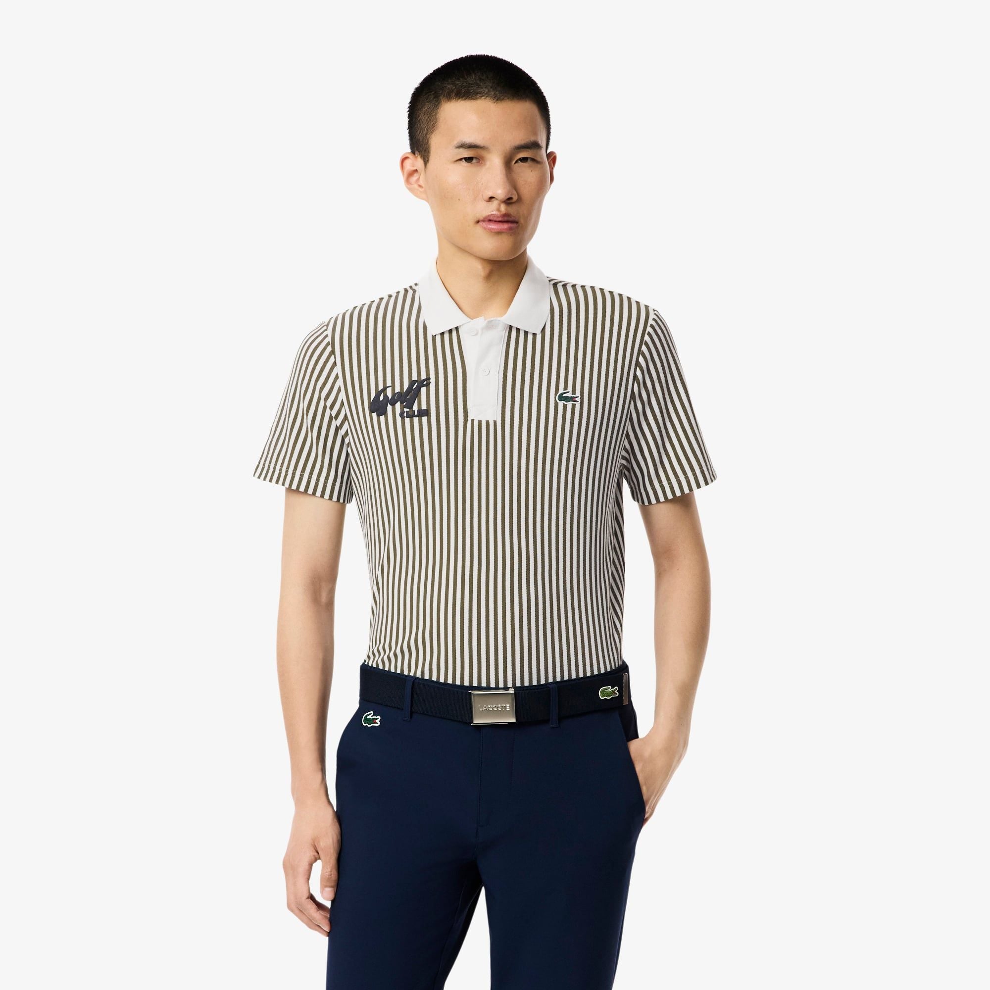 Áo Polo Golf Lacoste Nam Dáng Rộng Sọc Điều Hòa Nhiệt Độ