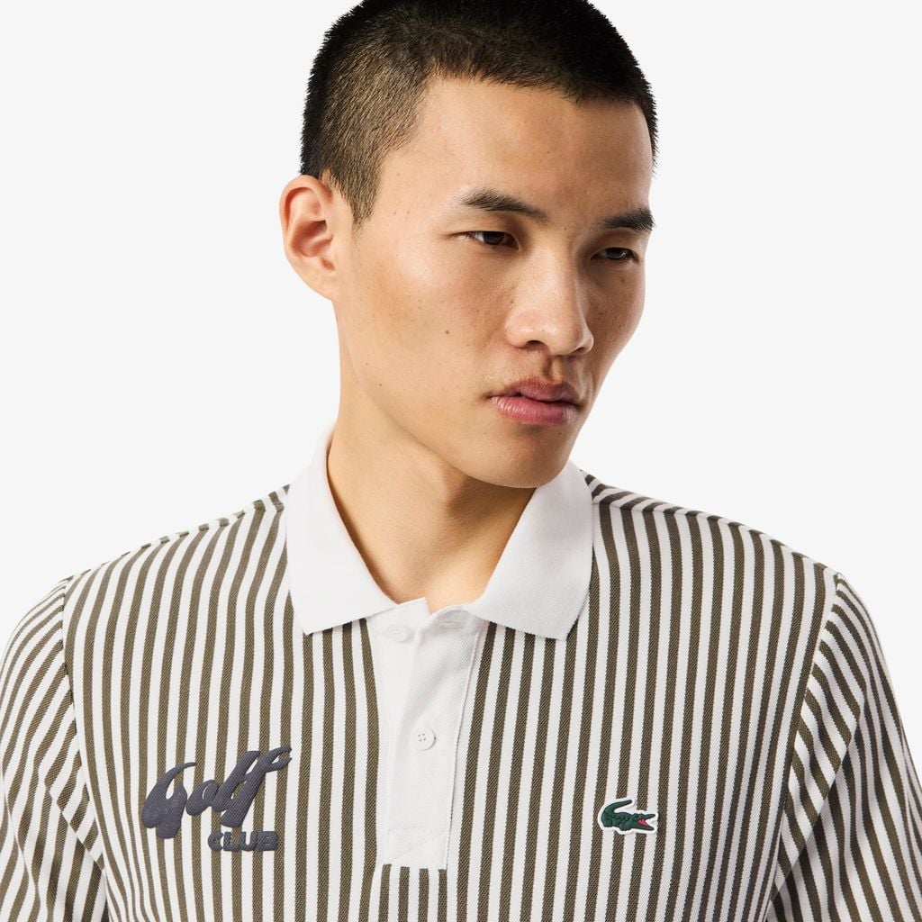 Áo Polo Golf Lacoste Nam Dáng Rộng Sọc Điều Hòa Nhiệt Độ