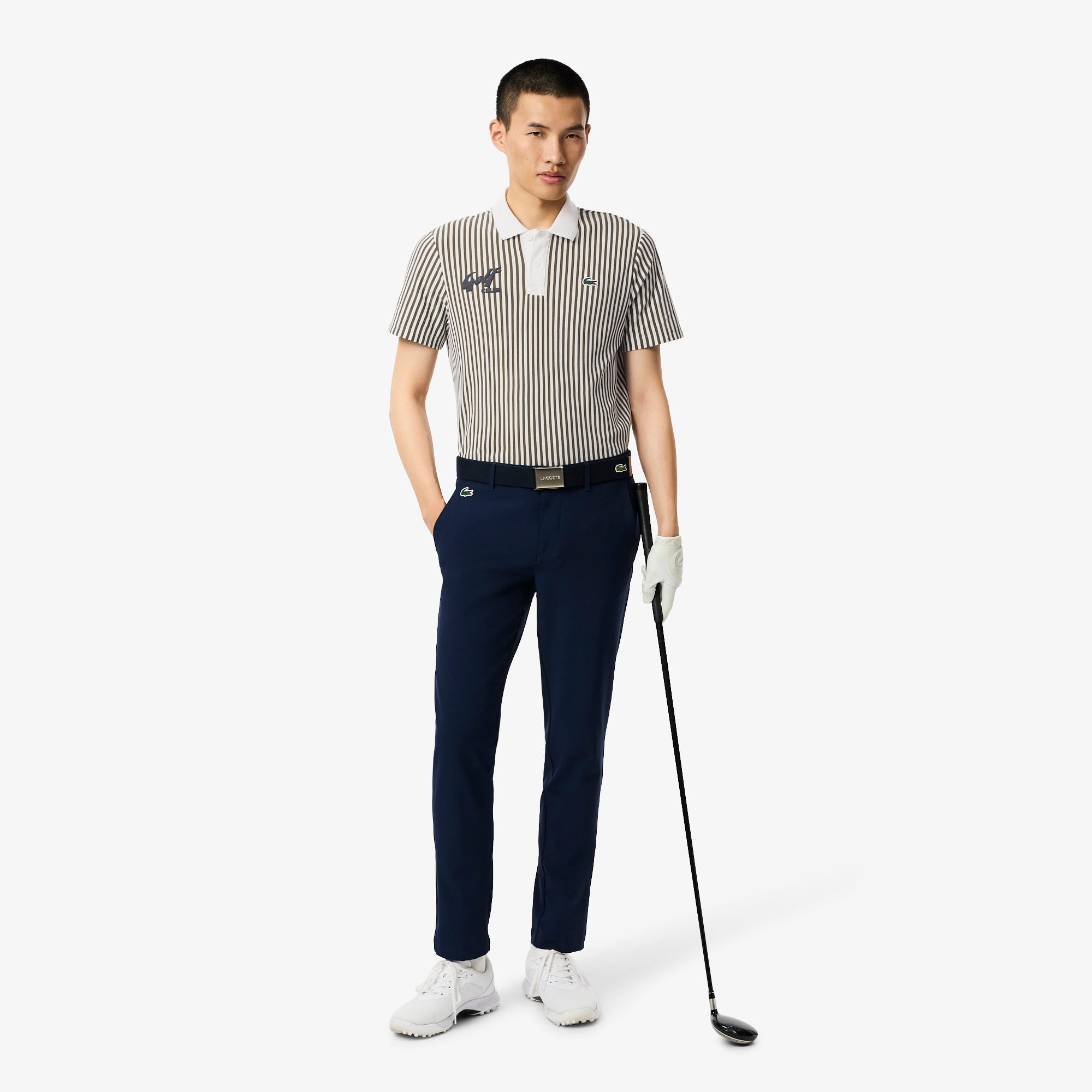 Áo Polo Golf Lacoste Nam Dáng Rộng Sọc Điều Hòa Nhiệt Độ