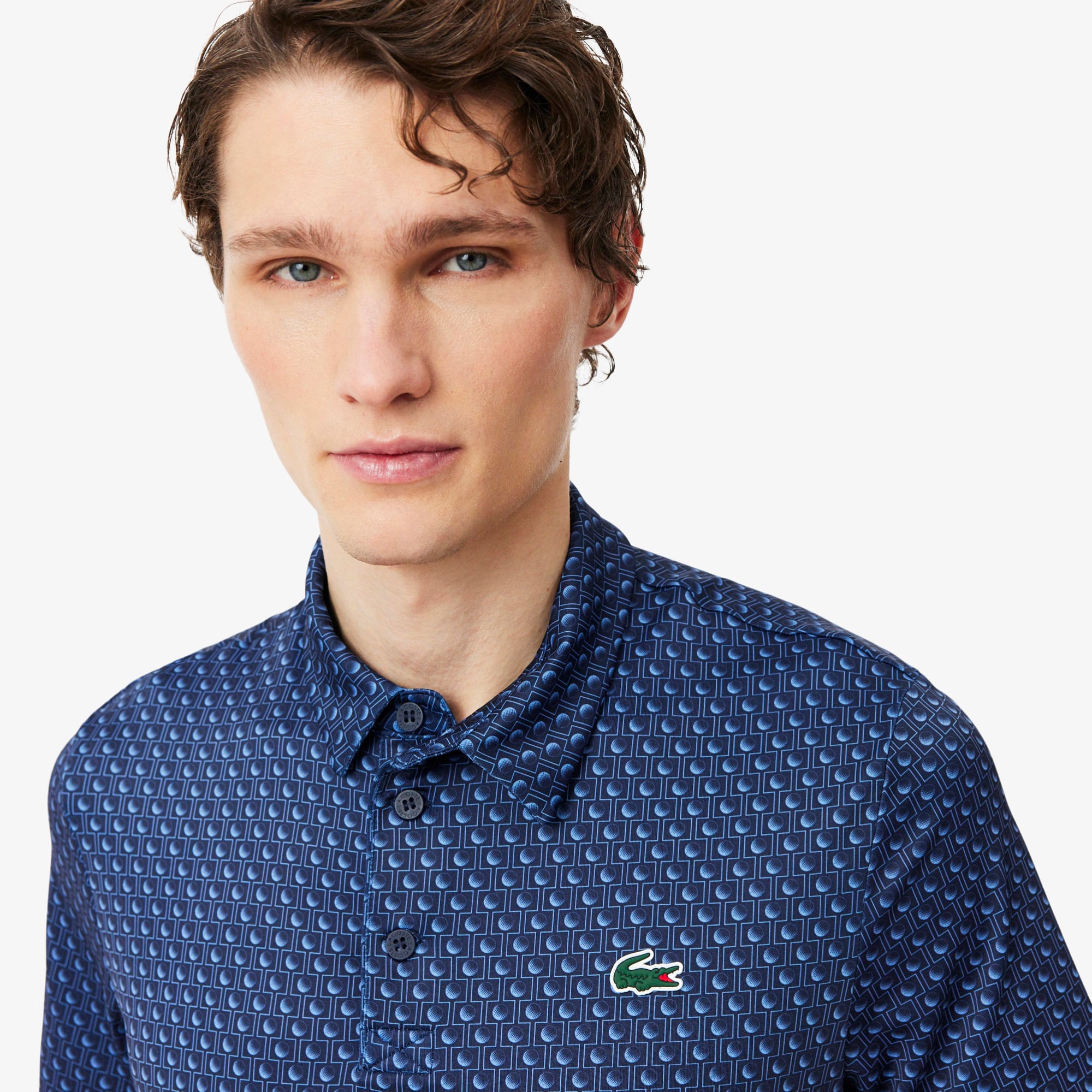 Áo Polo Golf Lacoste Nam Dáng Suông Họa Tiết In