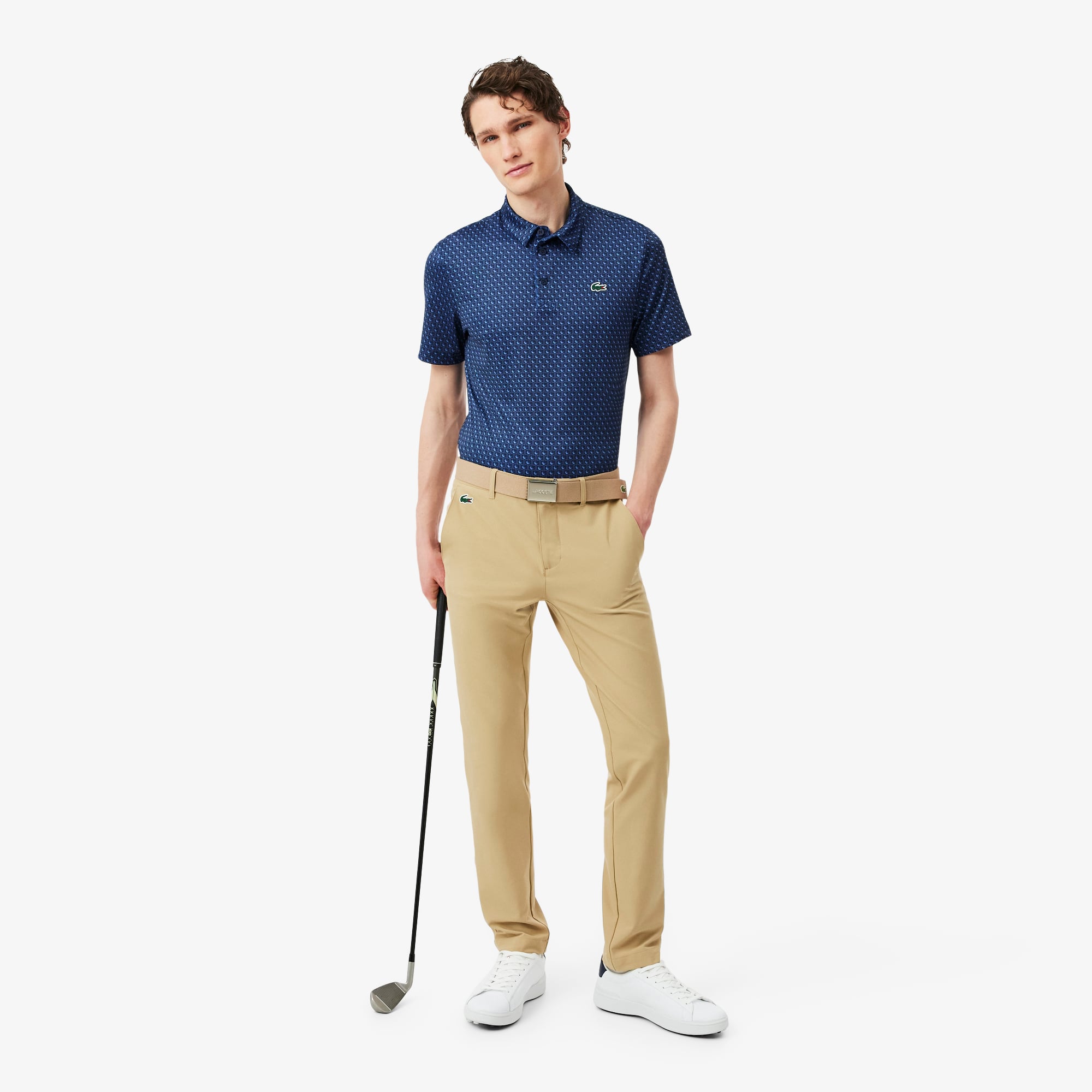 Áo Polo Golf Lacoste Nam Dáng Suông Họa Tiết In