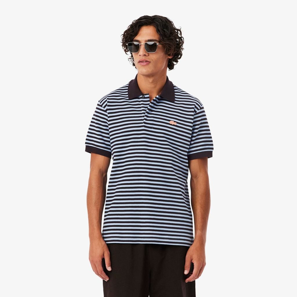 Áo Polo Lacoste Nam Dáng Cổ Điển Dập Nổi Kẻ Sọc