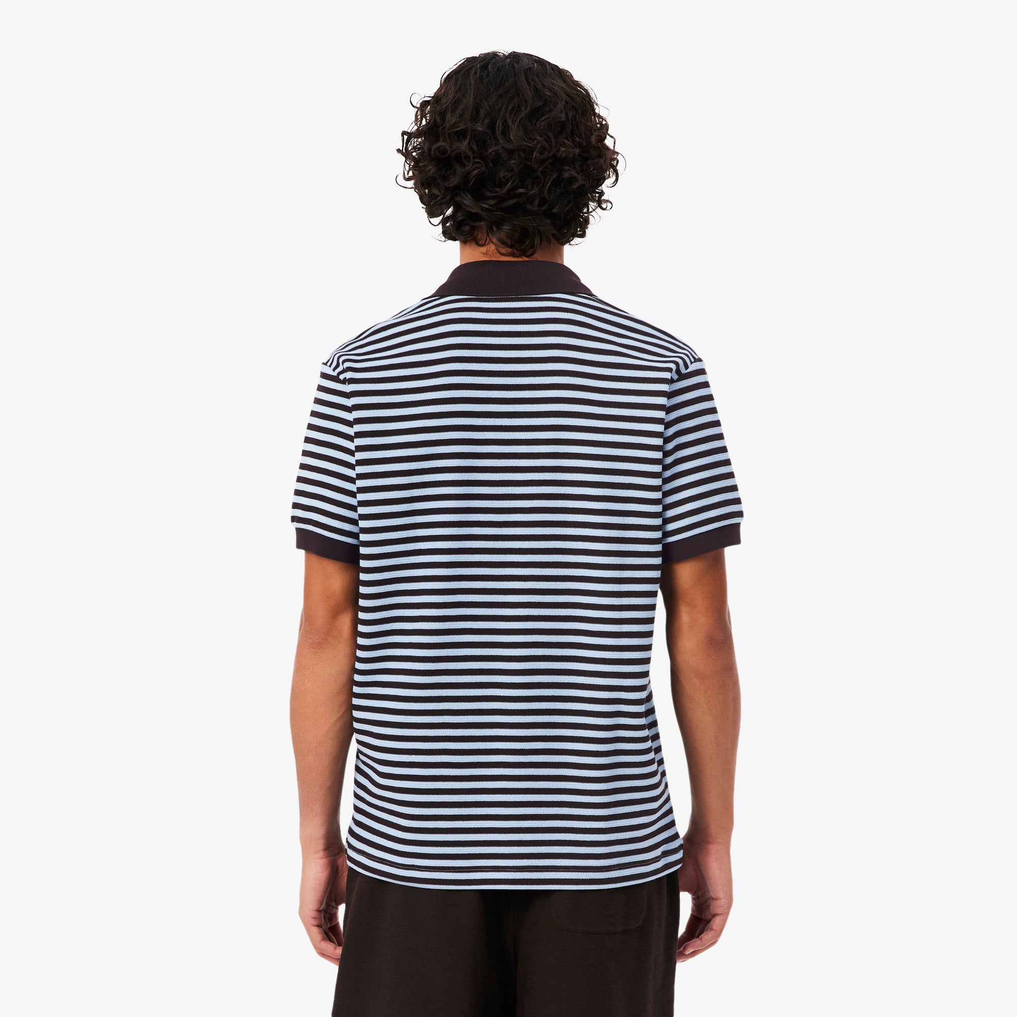 Áo Polo Lacoste Nam Dáng Cổ Điển Dập Nổi Kẻ Sọc