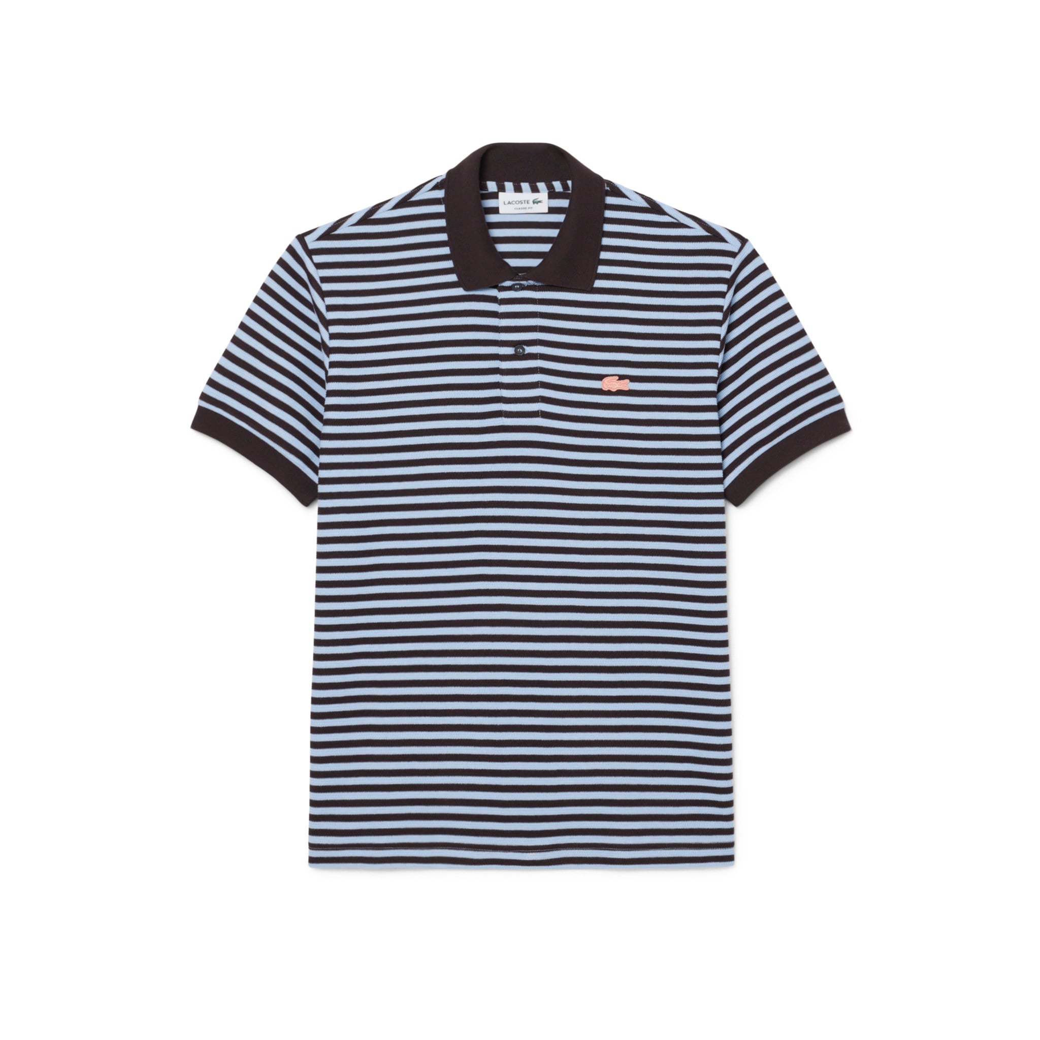 Áo Polo Lacoste Nam Dáng Cổ Điển Dập Nổi Kẻ Sọc