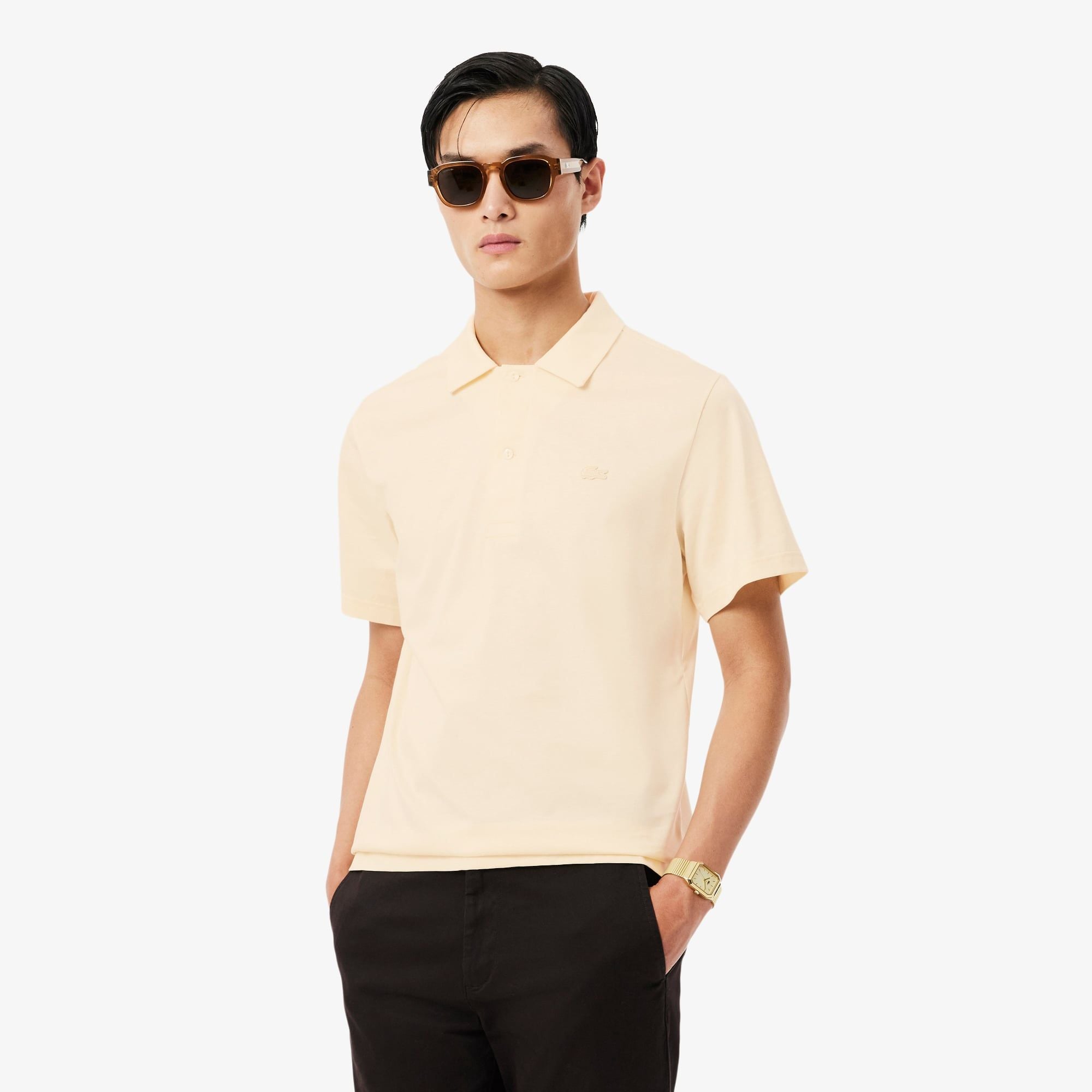 Áo Polo Lacoste Nam Dáng Cổ Điển Cổ Hở Paris Thêu Họa Tiết
