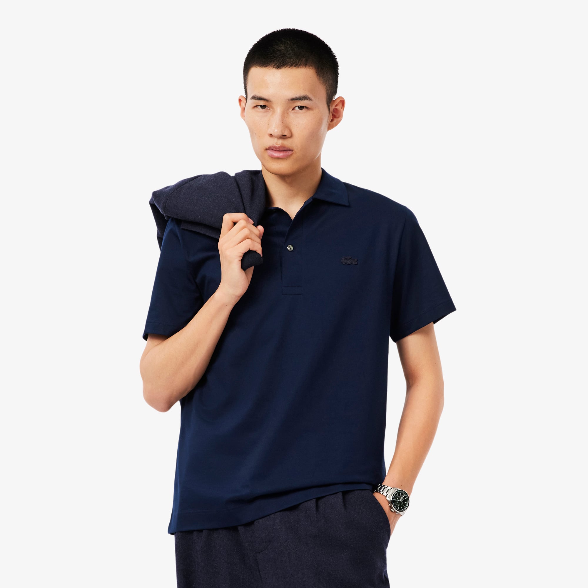 Áo Polo Lacoste Nam Dáng Cổ Điển Cổ Hở Paris Thêu Họa Tiết