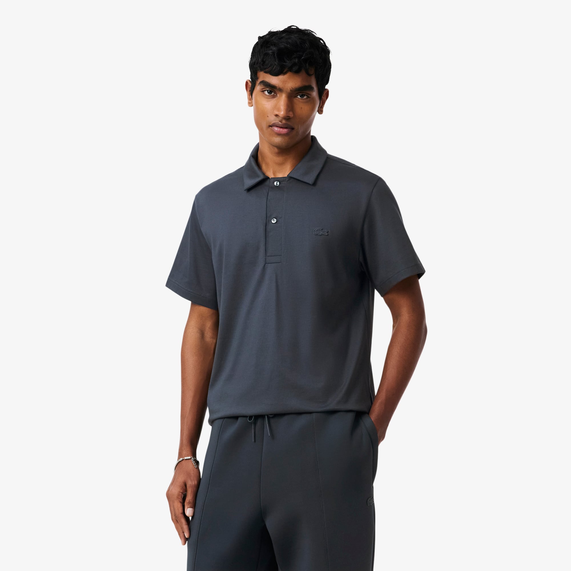 Áo Polo Lacoste Nam Dáng Cổ Điển Cổ Hở Paris Thêu Họa Tiết