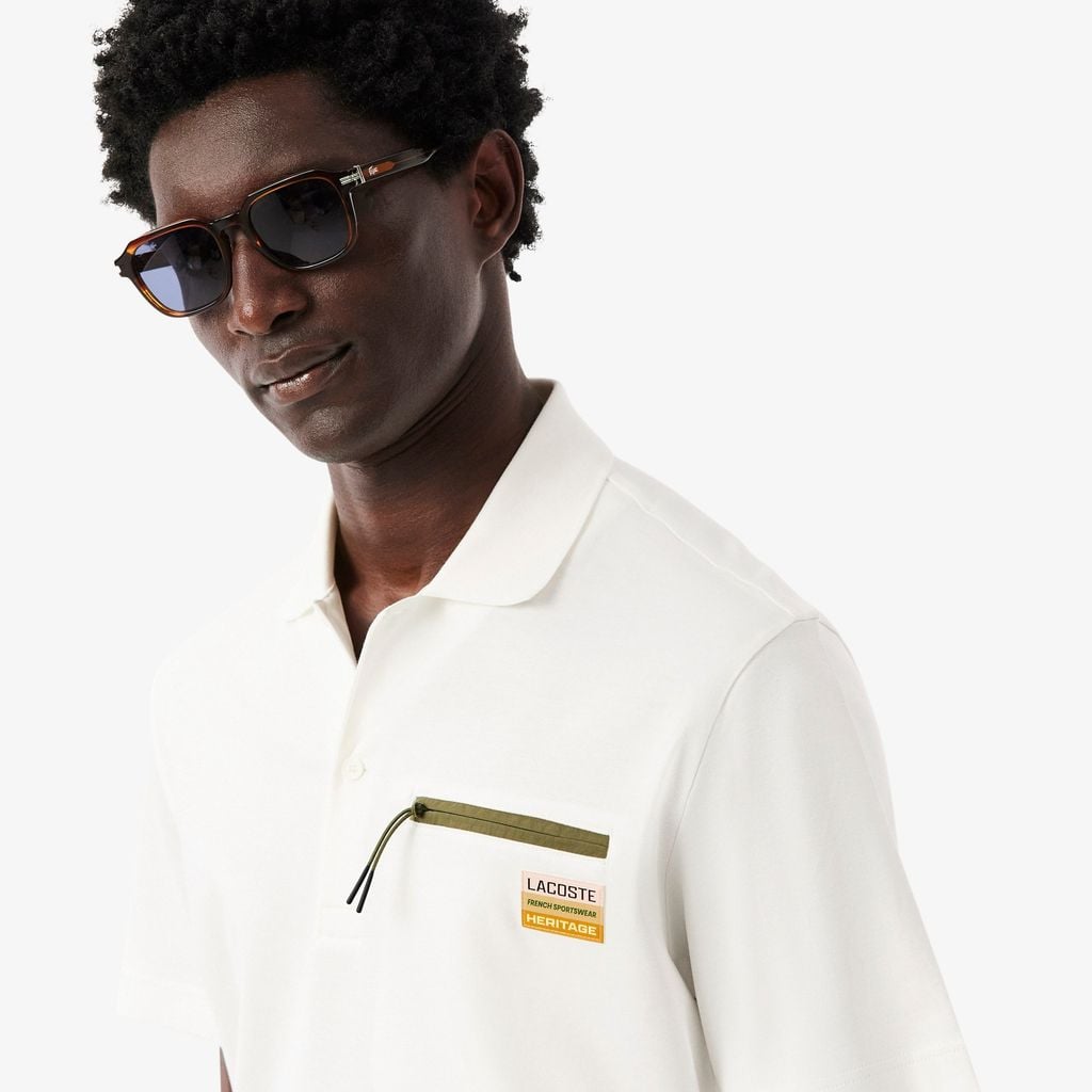 Áo Polo Lacoste Nam Dáng Cổ Điển Khóa Kéo Túi