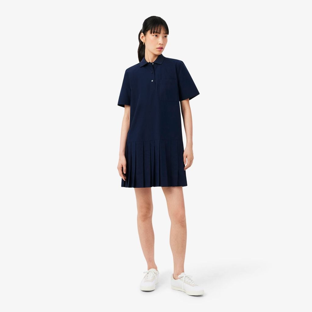 Đầm Polo Lacoste Nữ Dáng Suông Chất Liệu Poplin Tay Ngắn