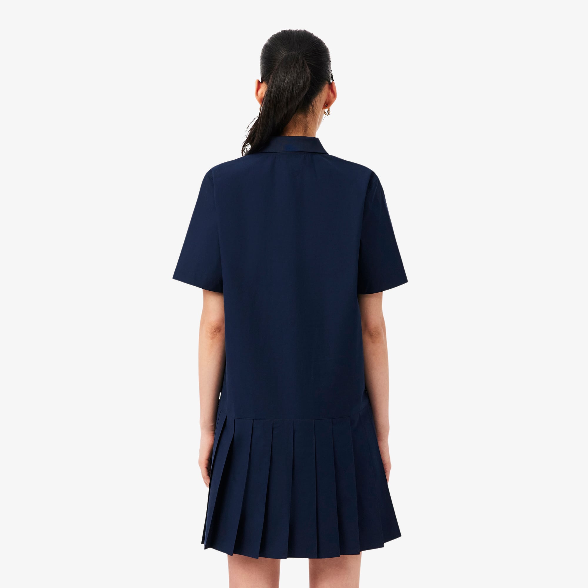 Đầm Polo Lacoste Nữ Dáng Suông Chất Liệu Poplin Tay Ngắn