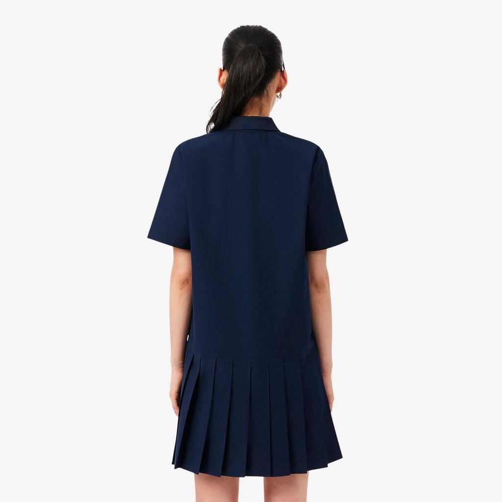 Đầm Polo Lacoste Nữ Dáng Suông Chất Liệu Poplin Tay Ngắn