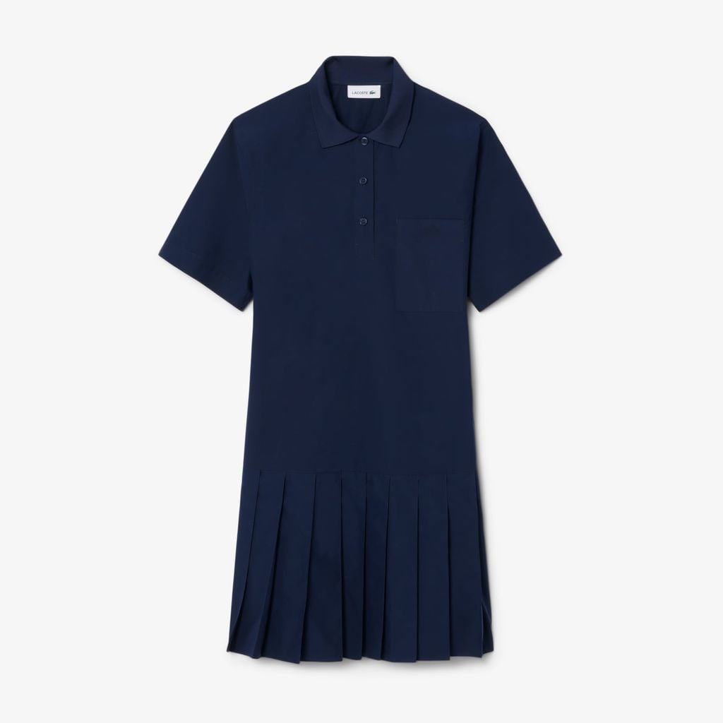 Đầm Polo Lacoste Nữ Dáng Suông Chất Liệu Poplin Tay Ngắn
