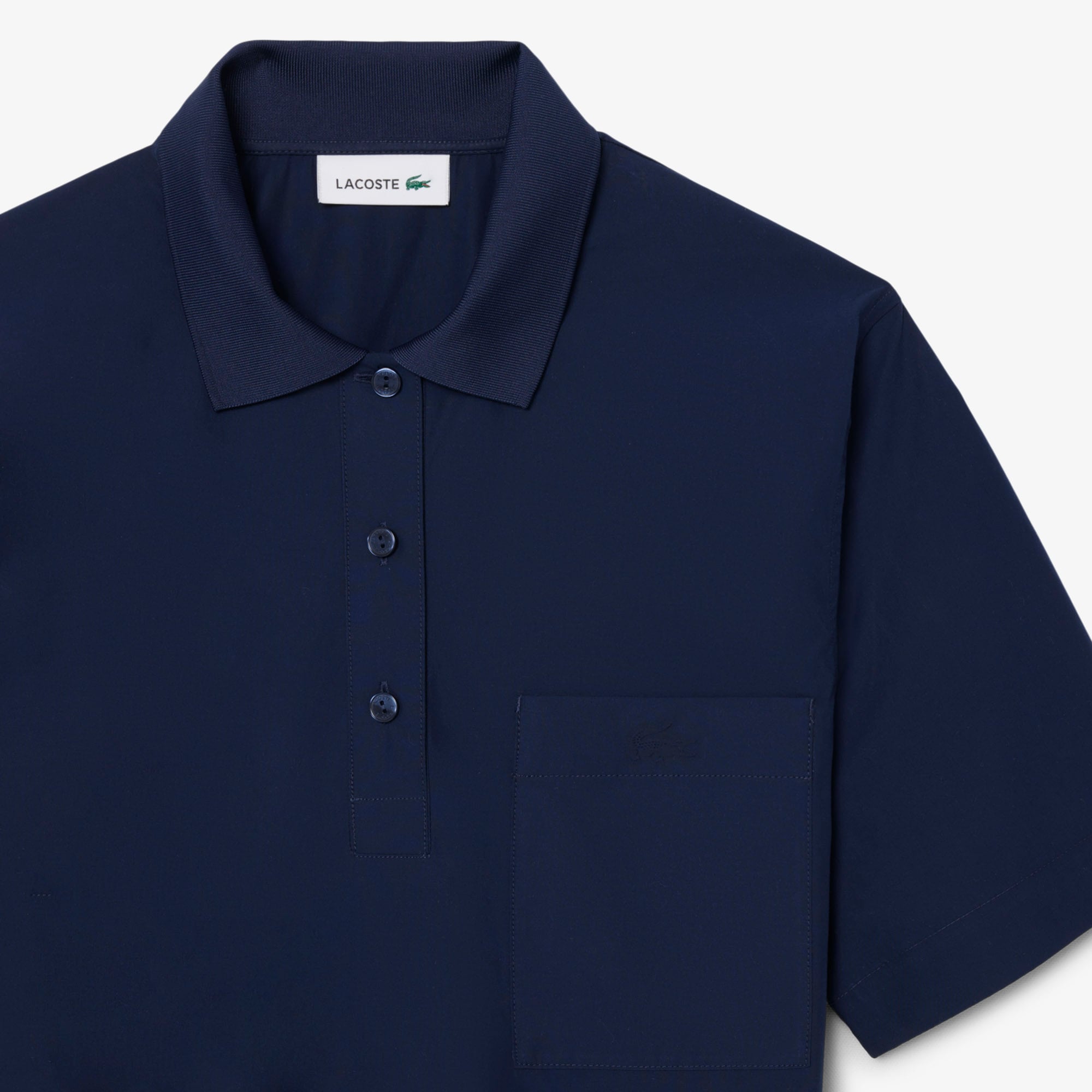 Đầm Polo Lacoste Nữ Dáng Suông Chất Liệu Poplin Tay Ngắn