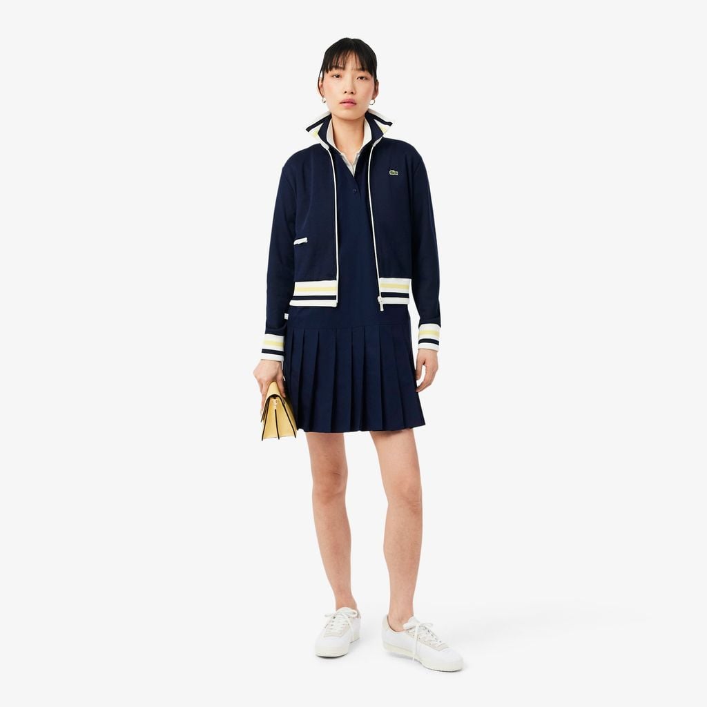 Đầm Polo Lacoste Nữ Dáng Suông Chất Liệu Poplin Tay Ngắn