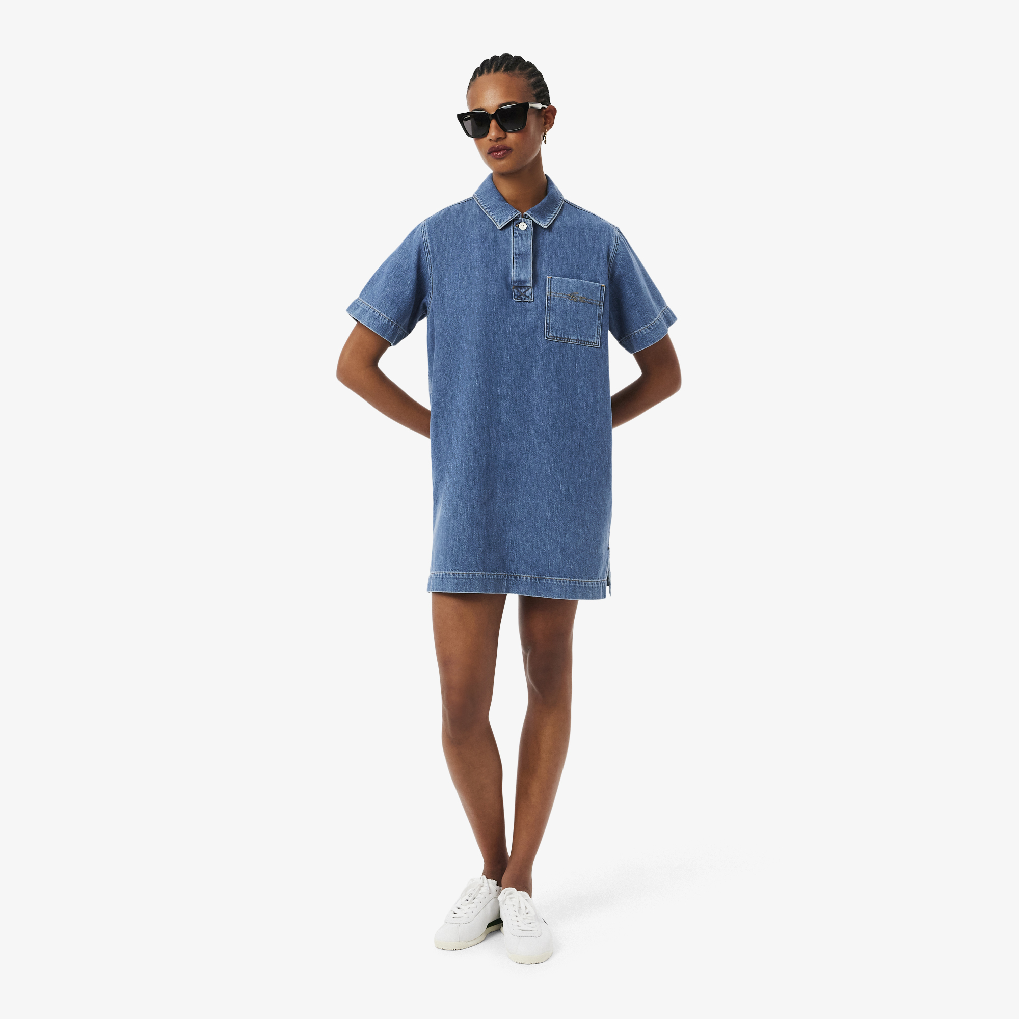 Đầm Polo Lacoste Nữ Dáng Oversize Chất Liệu Denim