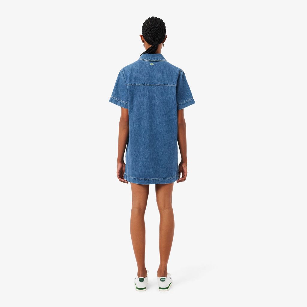 Đầm Polo Lacoste Nữ Dáng Oversize Chất Liệu Denim