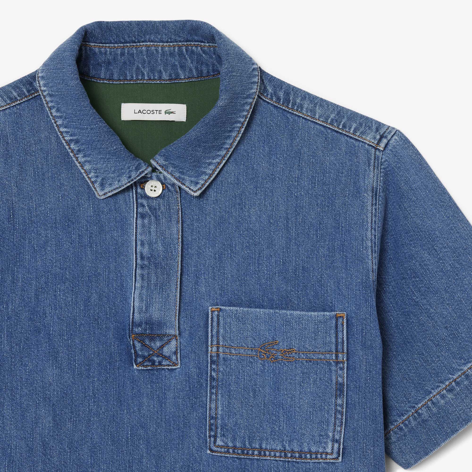 Đầm Polo Lacoste Nữ Dáng Oversize Chất Liệu Denim