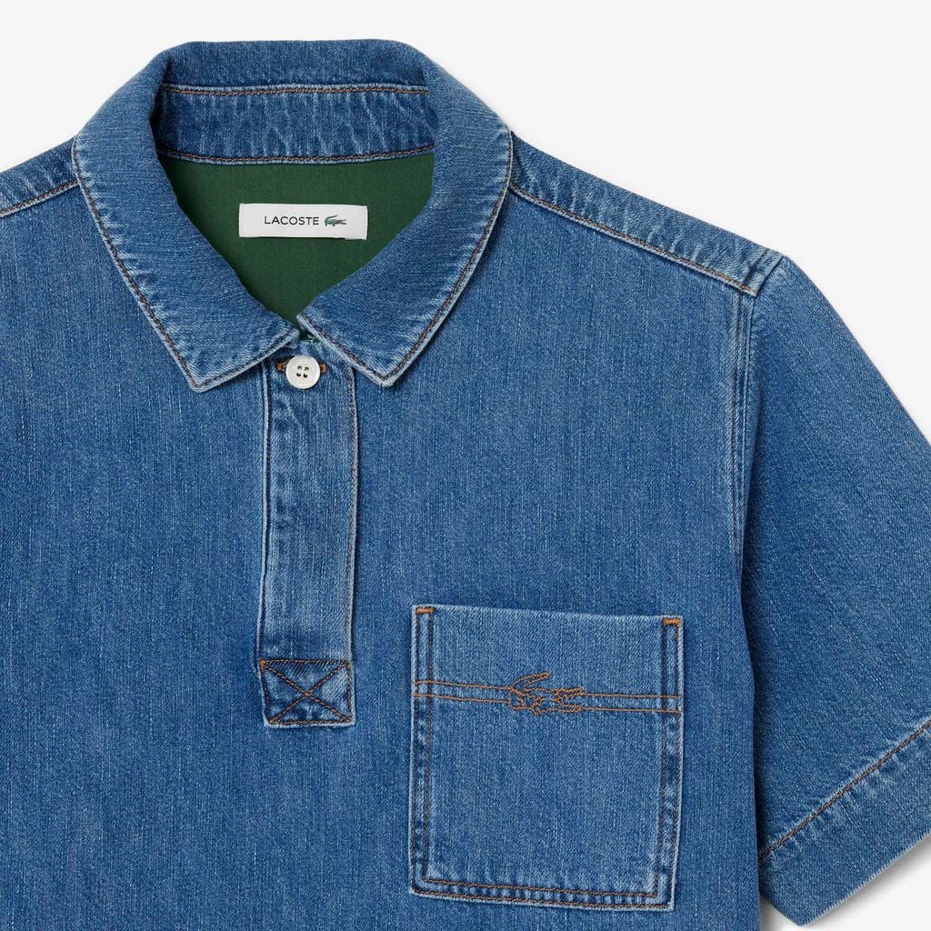Đầm Polo Lacoste Nữ Dáng Oversize Chất Liệu Denim