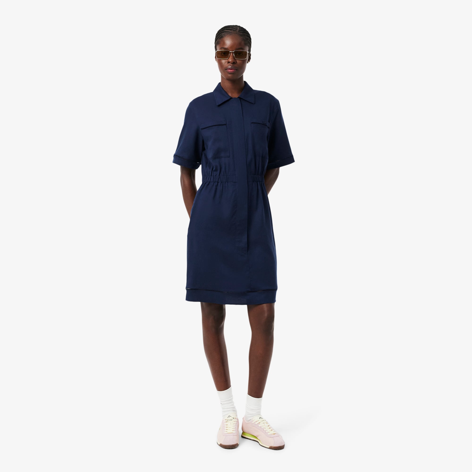 Đầm Sơ Mi Lacoste Nữ Dáng Suông Chất Liệu Linen Mềm Mại