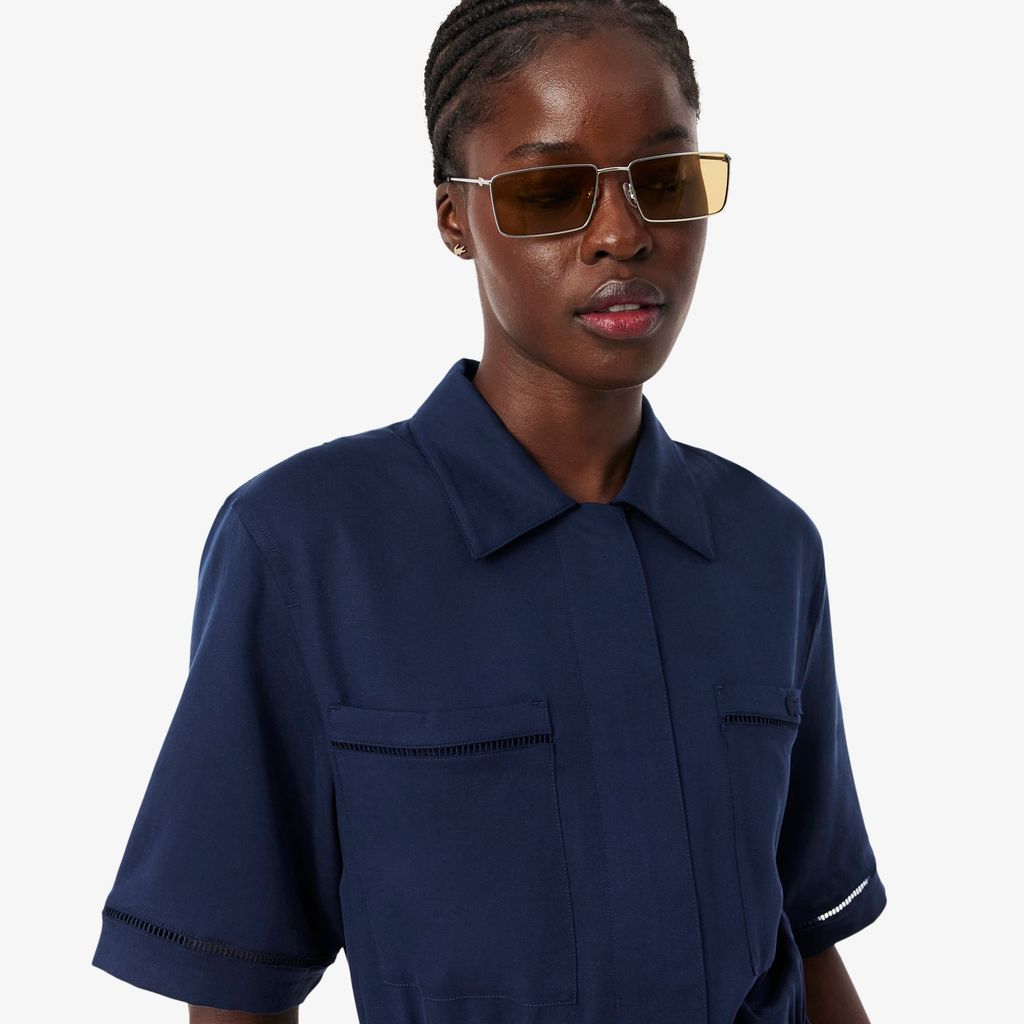 Đầm Sơ Mi Lacoste Nữ Dáng Suông Chất Liệu Linen Mềm Mại