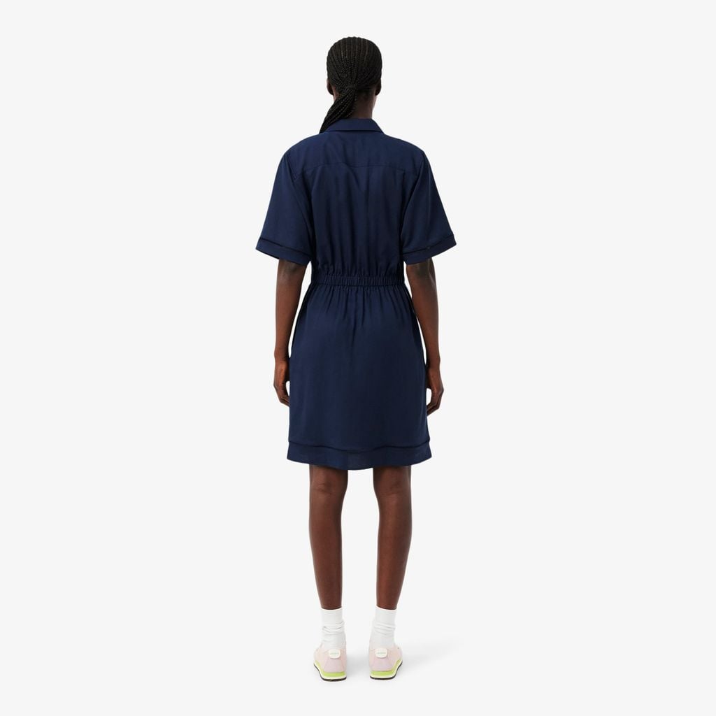 Đầm Sơ Mi Lacoste Nữ Dáng Suông Chất Liệu Linen Mềm Mại