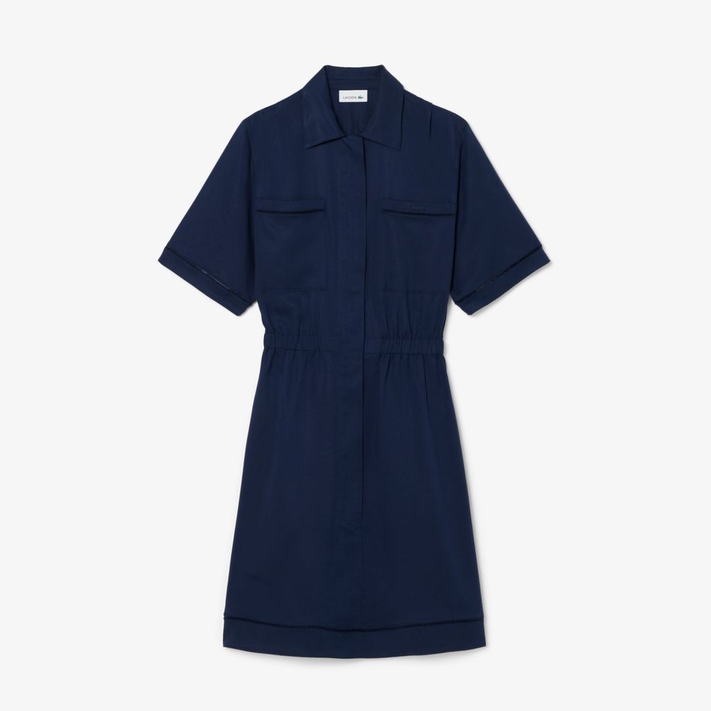 Đầm Sơ Mi Lacoste Nữ Dáng Suông Chất Liệu Linen Mềm Mại