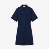 Đầm Sơ Mi Lacoste Nữ Dáng Suông Chất Liệu Linen Mềm Mại