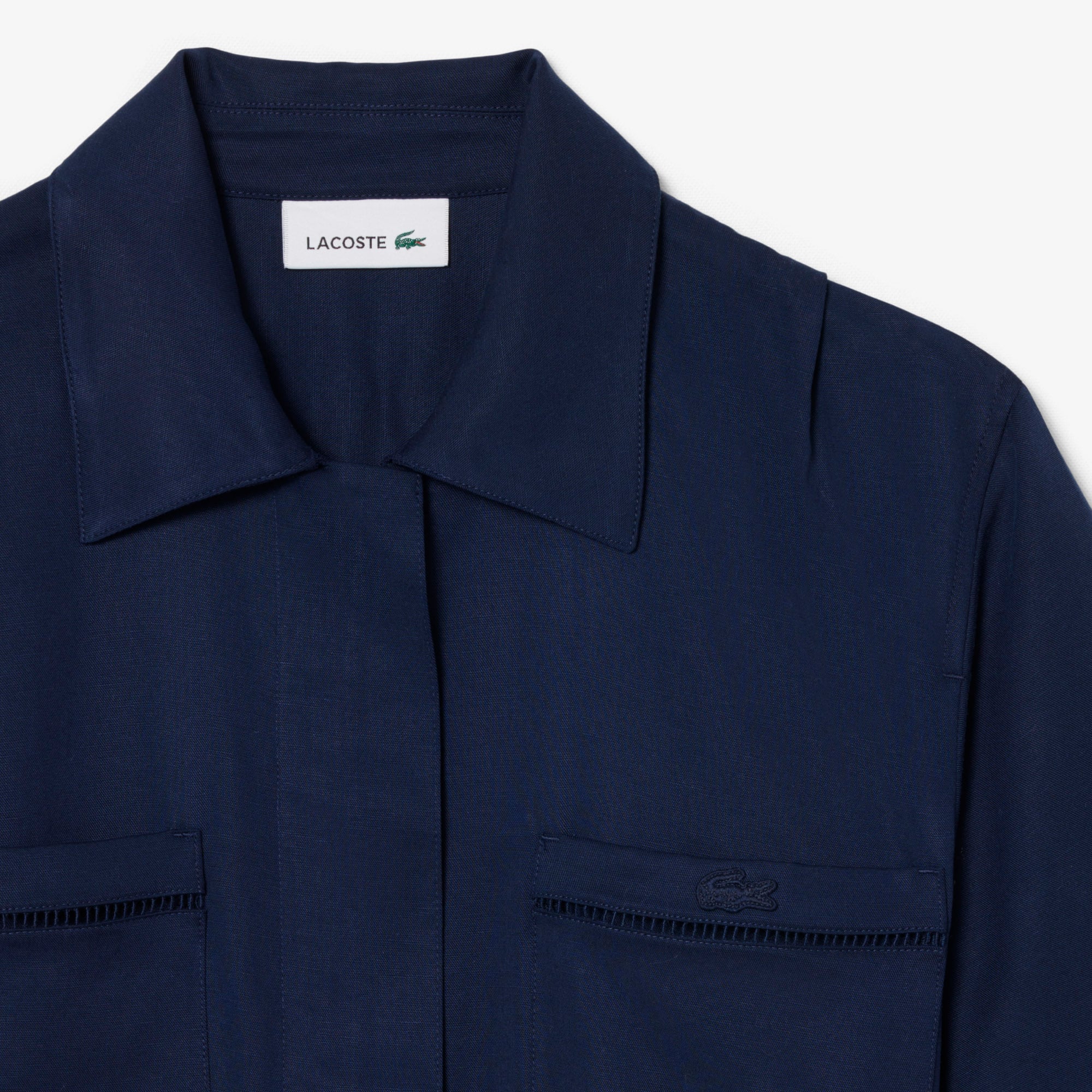 Đầm Sơ Mi Lacoste Nữ Dáng Suông Chất Liệu Linen Mềm Mại