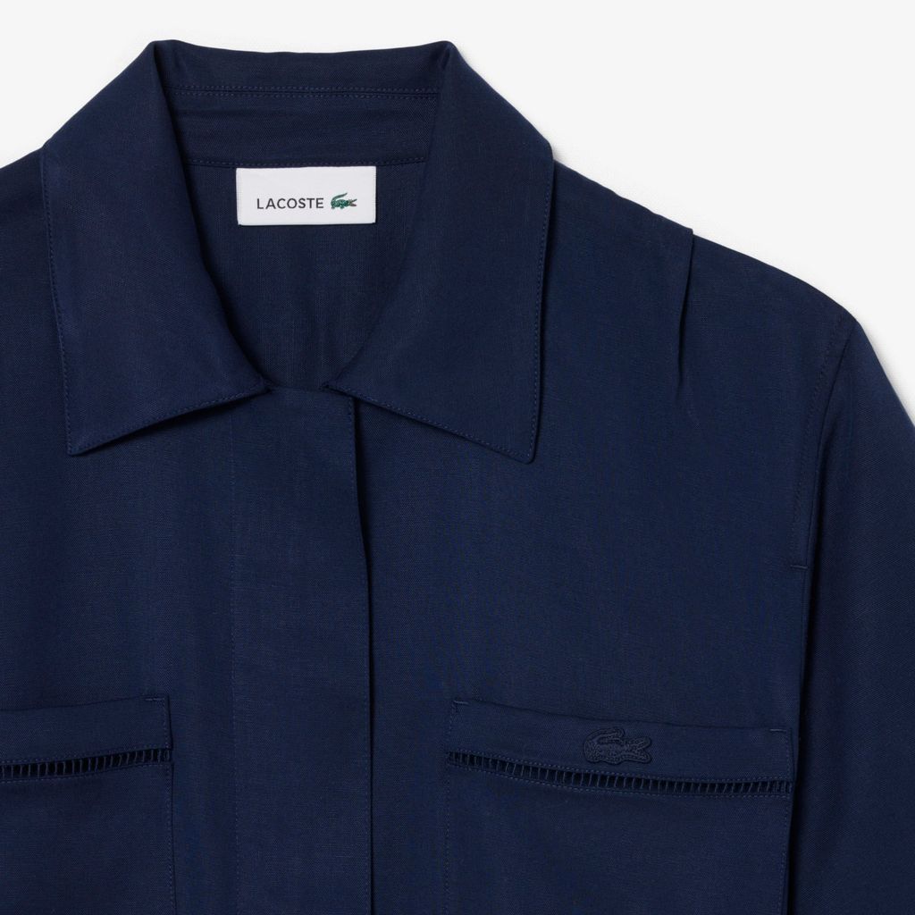 Đầm Sơ Mi Lacoste Nữ Dáng Suông Chất Liệu Linen Mềm Mại