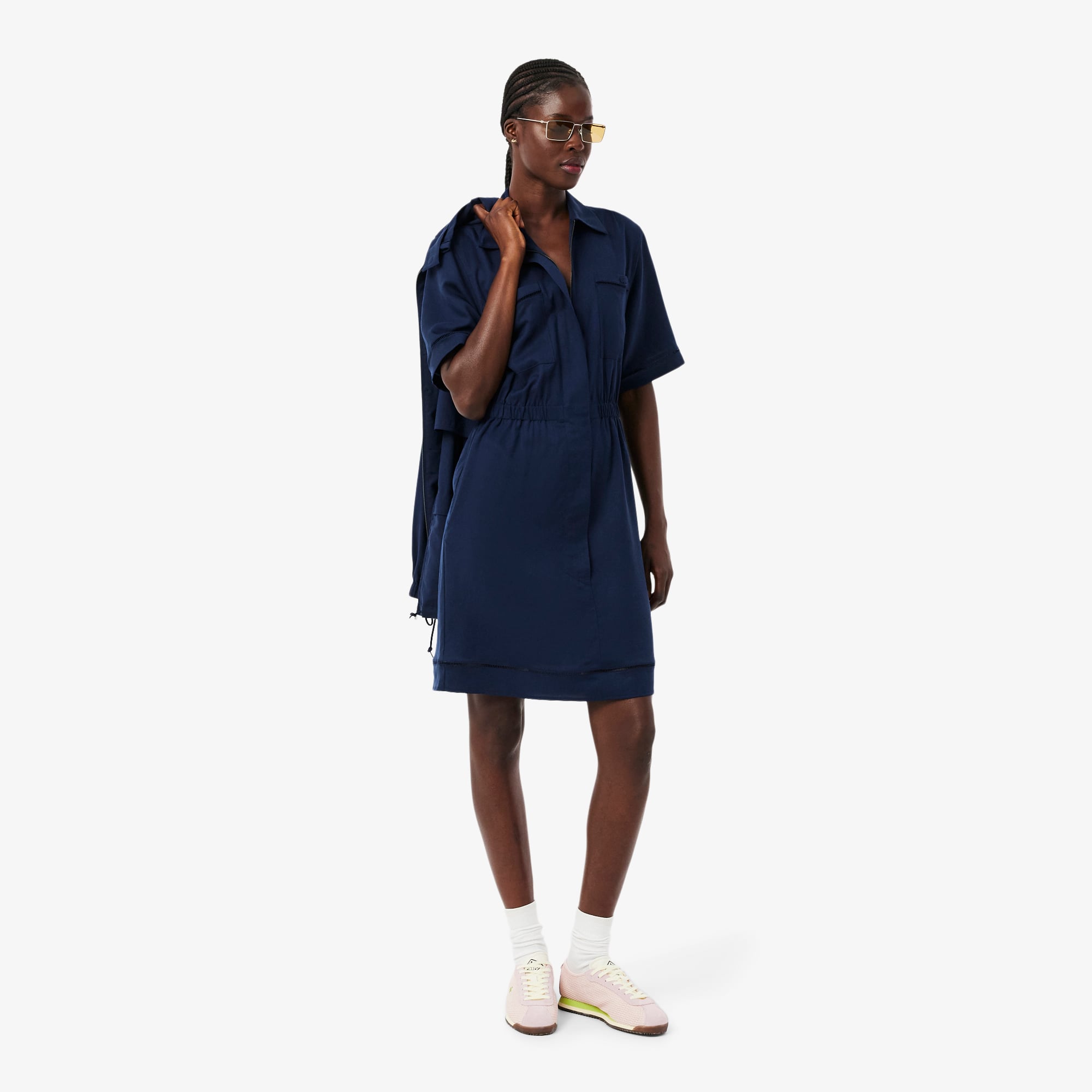 Đầm Sơ Mi Lacoste Nữ Dáng Suông Chất Liệu Linen Mềm Mại