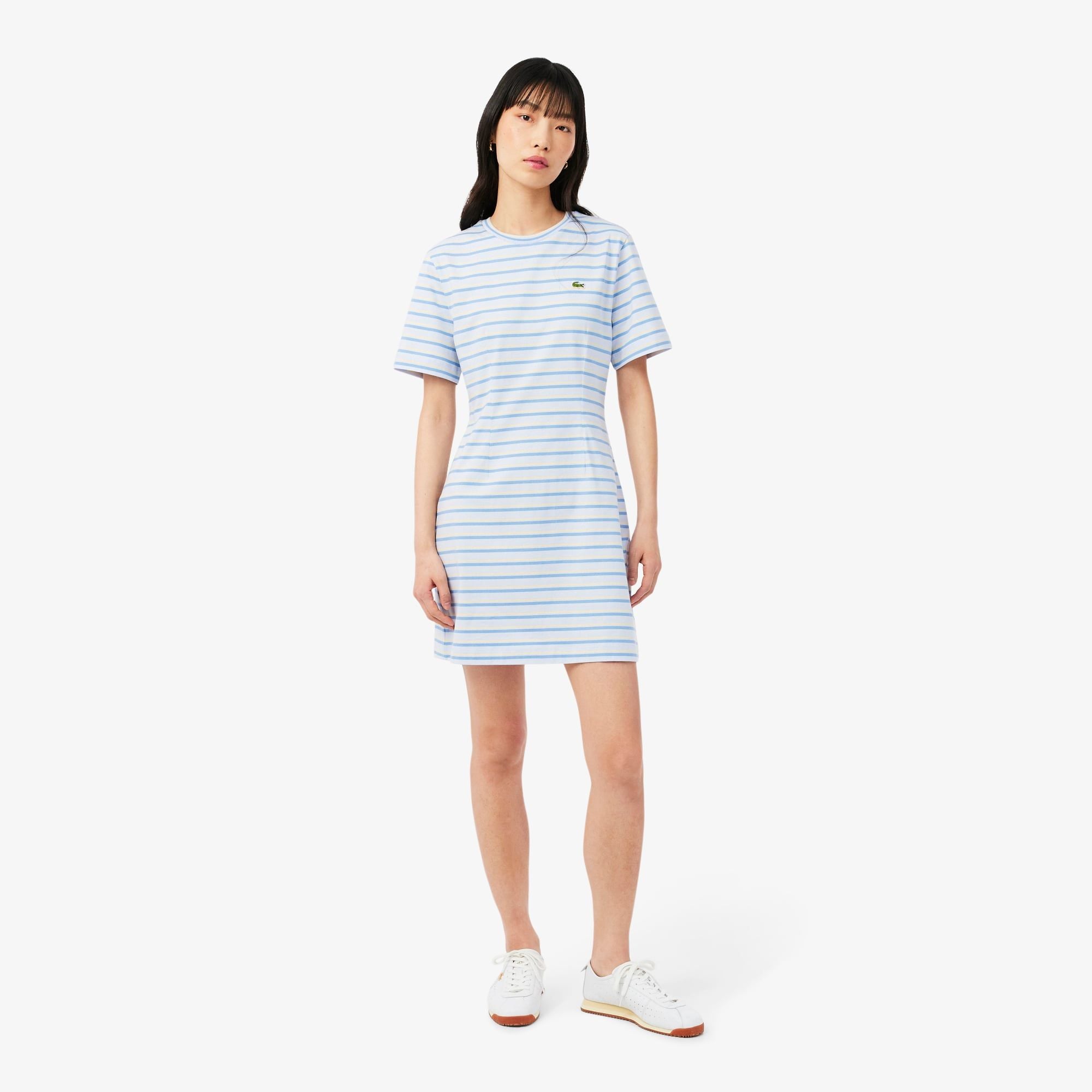 Đầm Lacoste Nữ Ôm Dáng Chất Liệu Cotton Kẻ Sọc