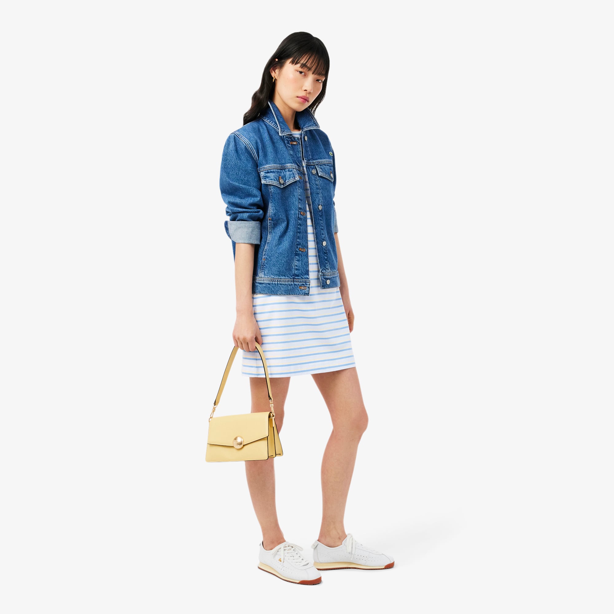 Đầm Lacoste Nữ Ôm Dáng Chất Liệu Cotton Kẻ Sọc
