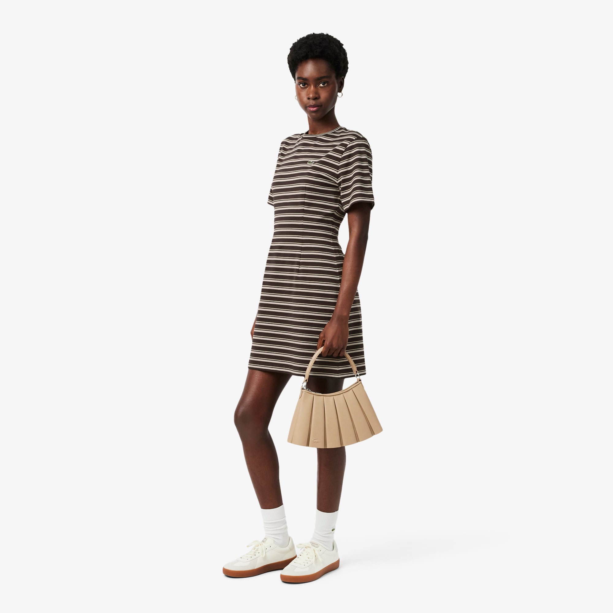 Đầm Lacoste Nữ Ôm Dáng Chất Liệu Cotton Kẻ Sọc