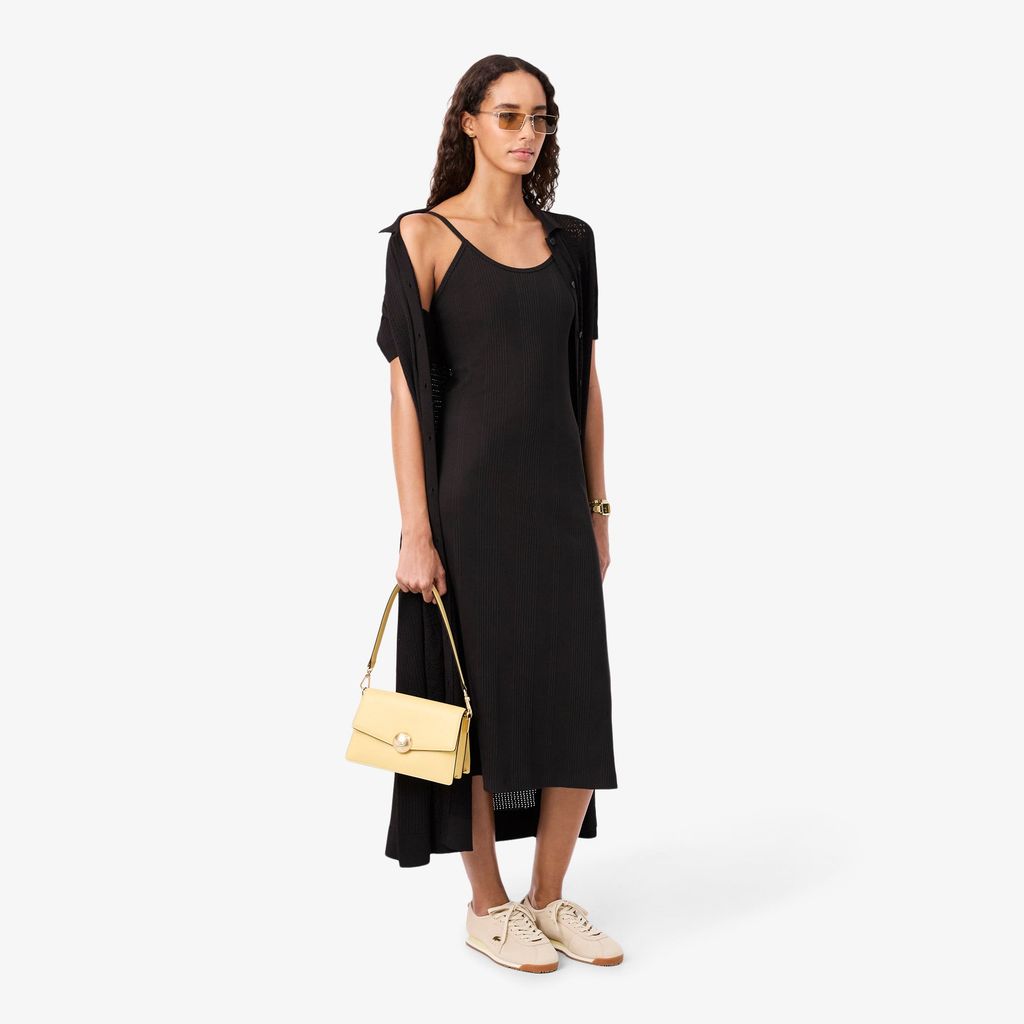 Đầm Maxi Lacoste Nữ Ôm Dáng Chất Liệu Cotton Gân Có Dây