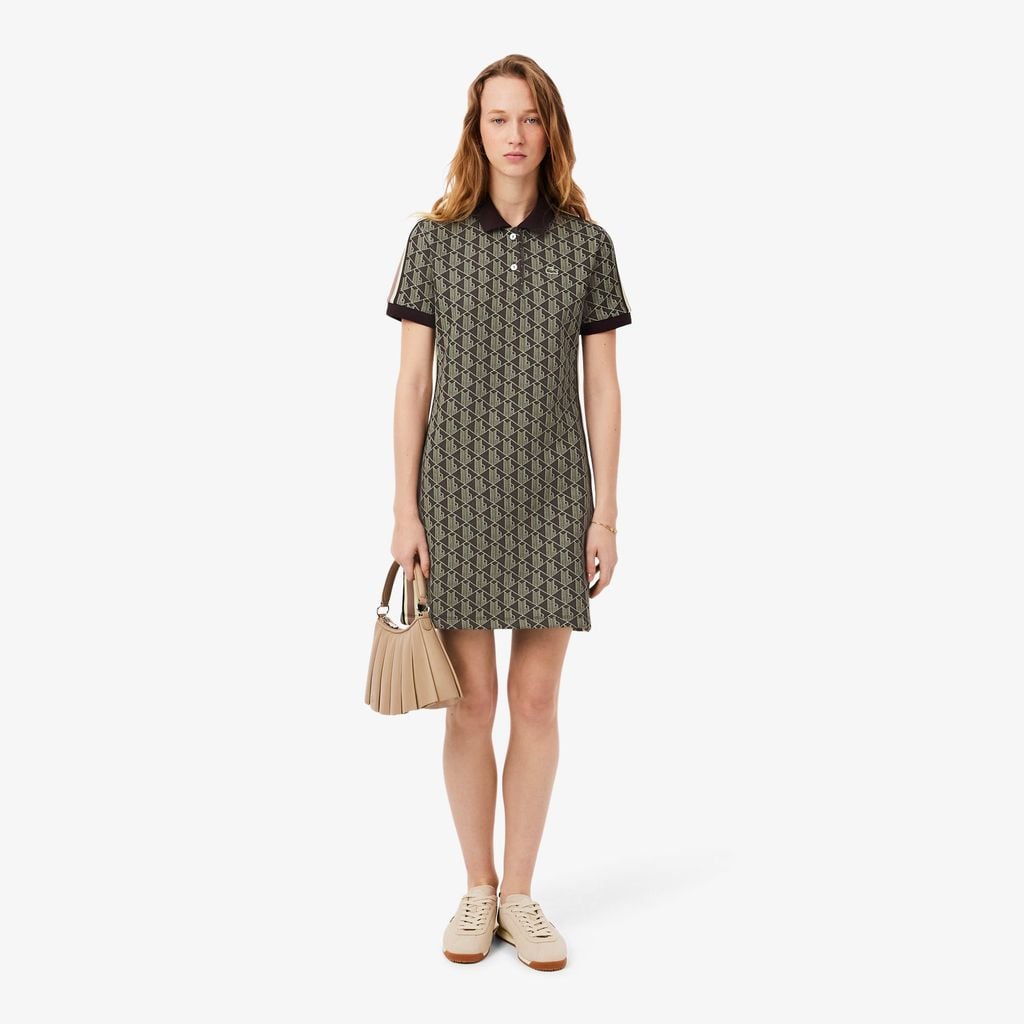 Đầm Polo Lacoste Nữ Ôm Dáng Họa Tiết Monogram