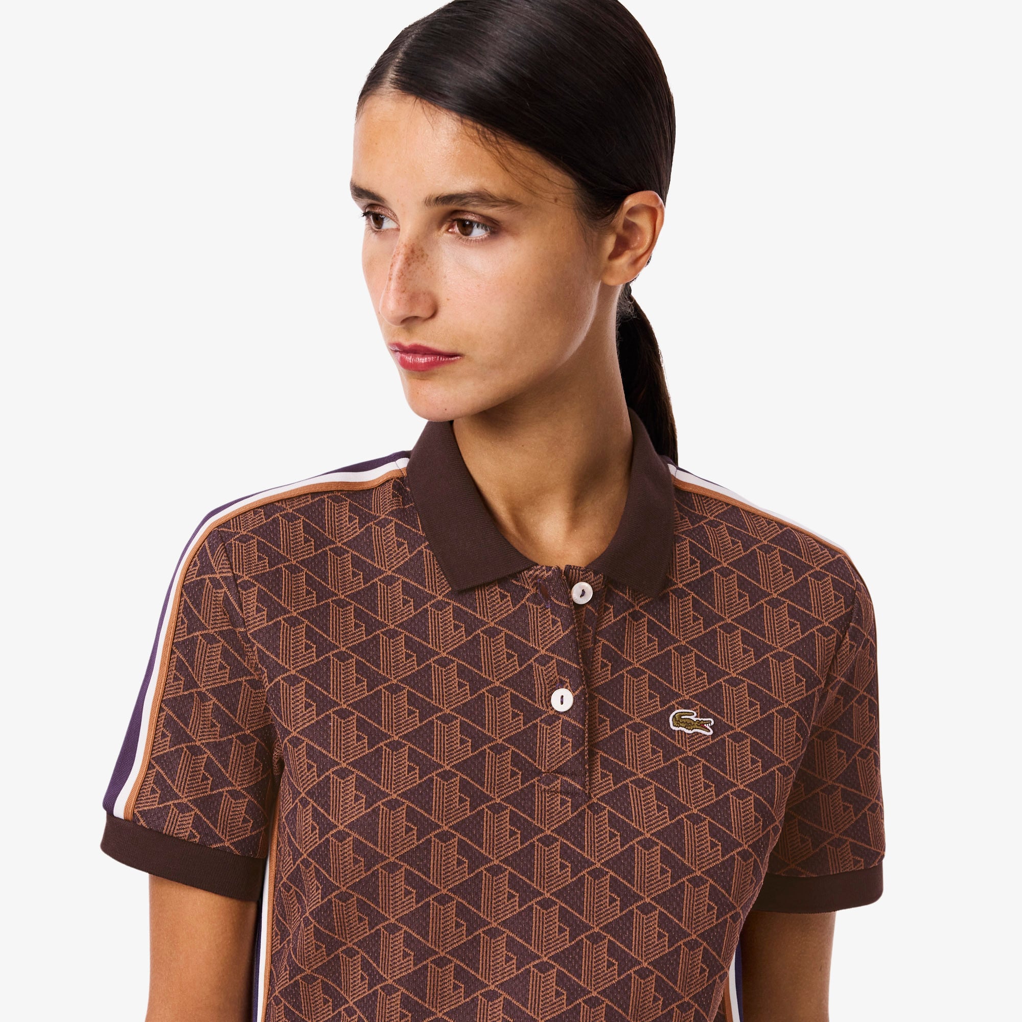 Đầm Polo Lacoste Nữ Ôm Dáng Họa Tiết Monogram