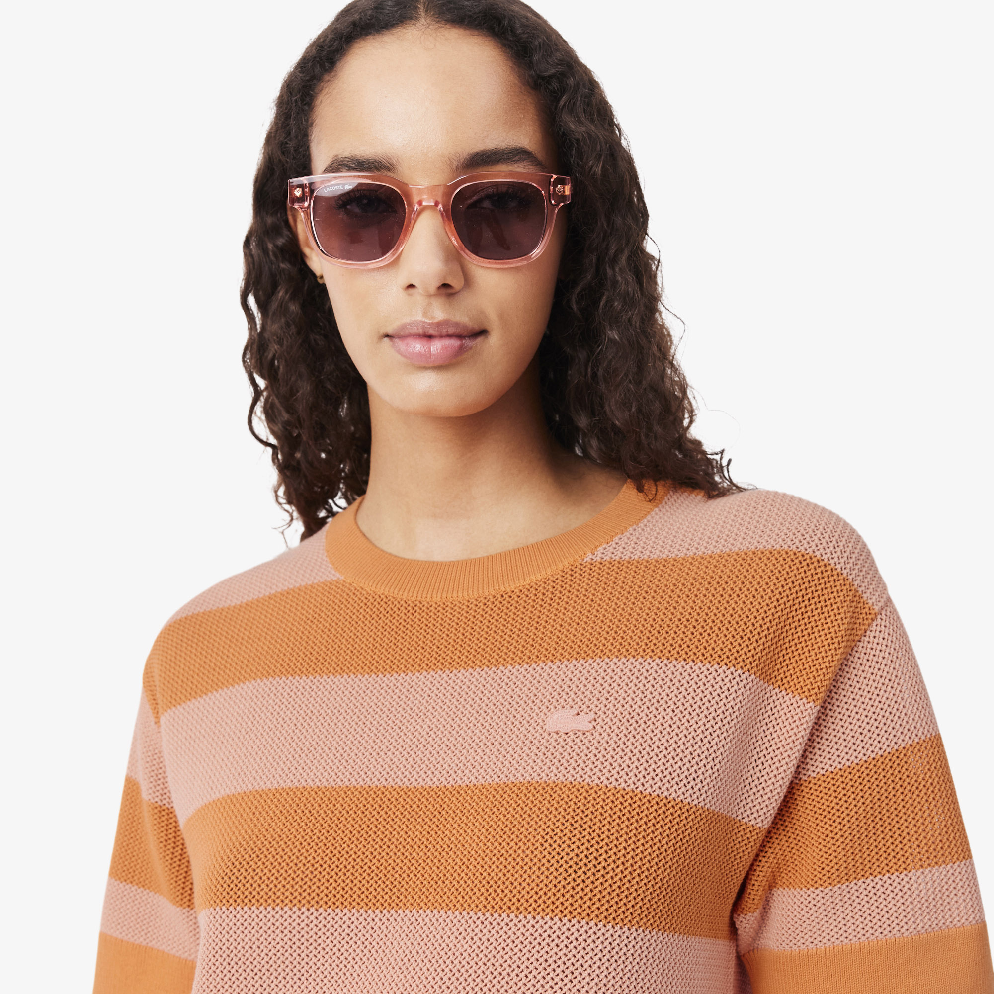 Đầm Lacoste Nữ Dáng Suông Đan Lưới Kẻ Sọc