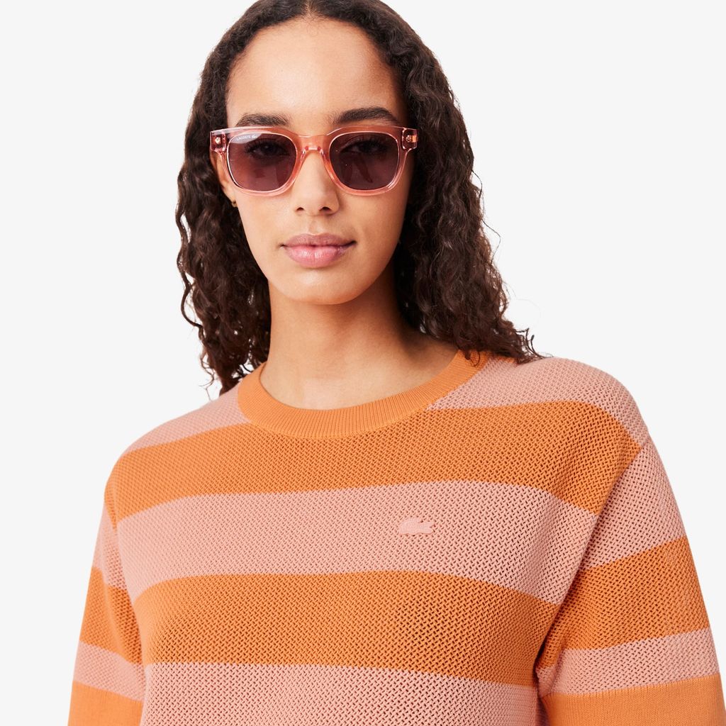 Đầm Lacoste Nữ Dáng Suông Đan Lưới Kẻ Sọc