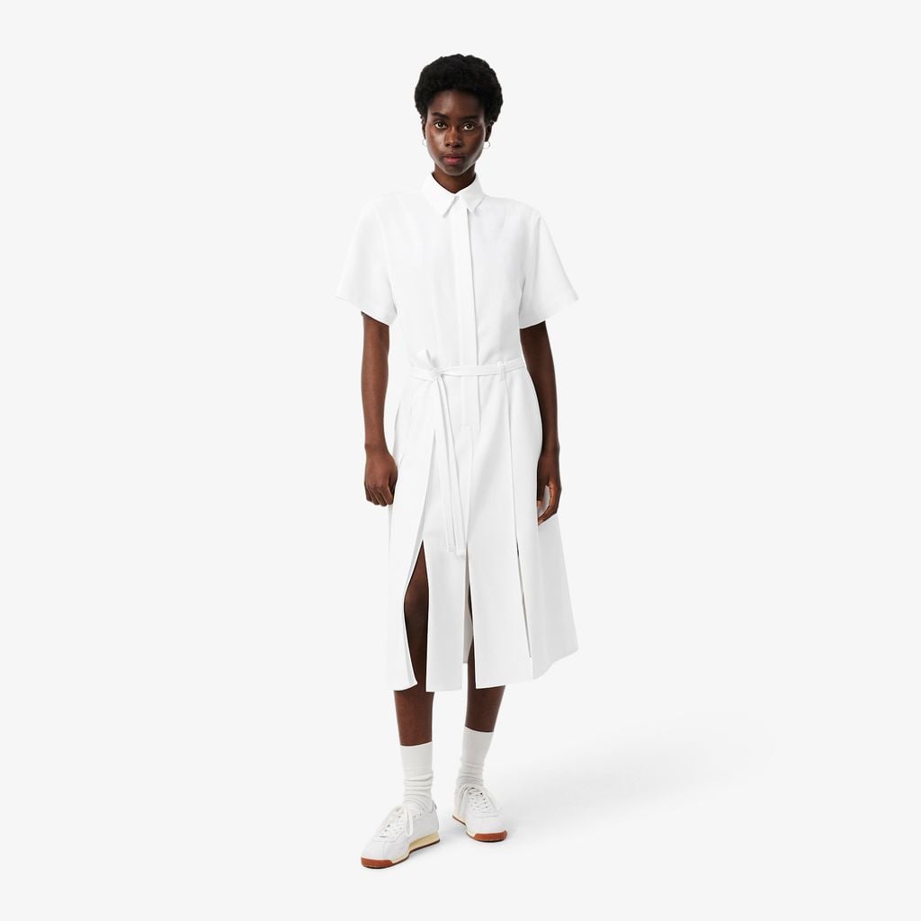Đầm Lacoste Nữ Dáng Dài Xếp Ly Họa Tiết Dệt Jacquard