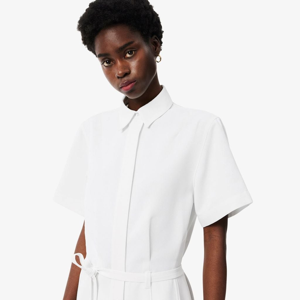 Đầm Lacoste Nữ Dáng Dài Xếp Ly Họa Tiết Dệt Jacquard