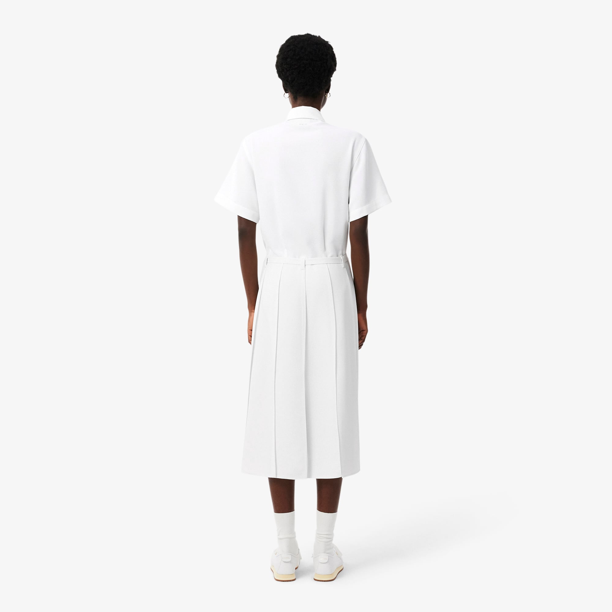 Đầm Lacoste Nữ Dáng Dài Xếp Ly Họa Tiết Dệt Jacquard