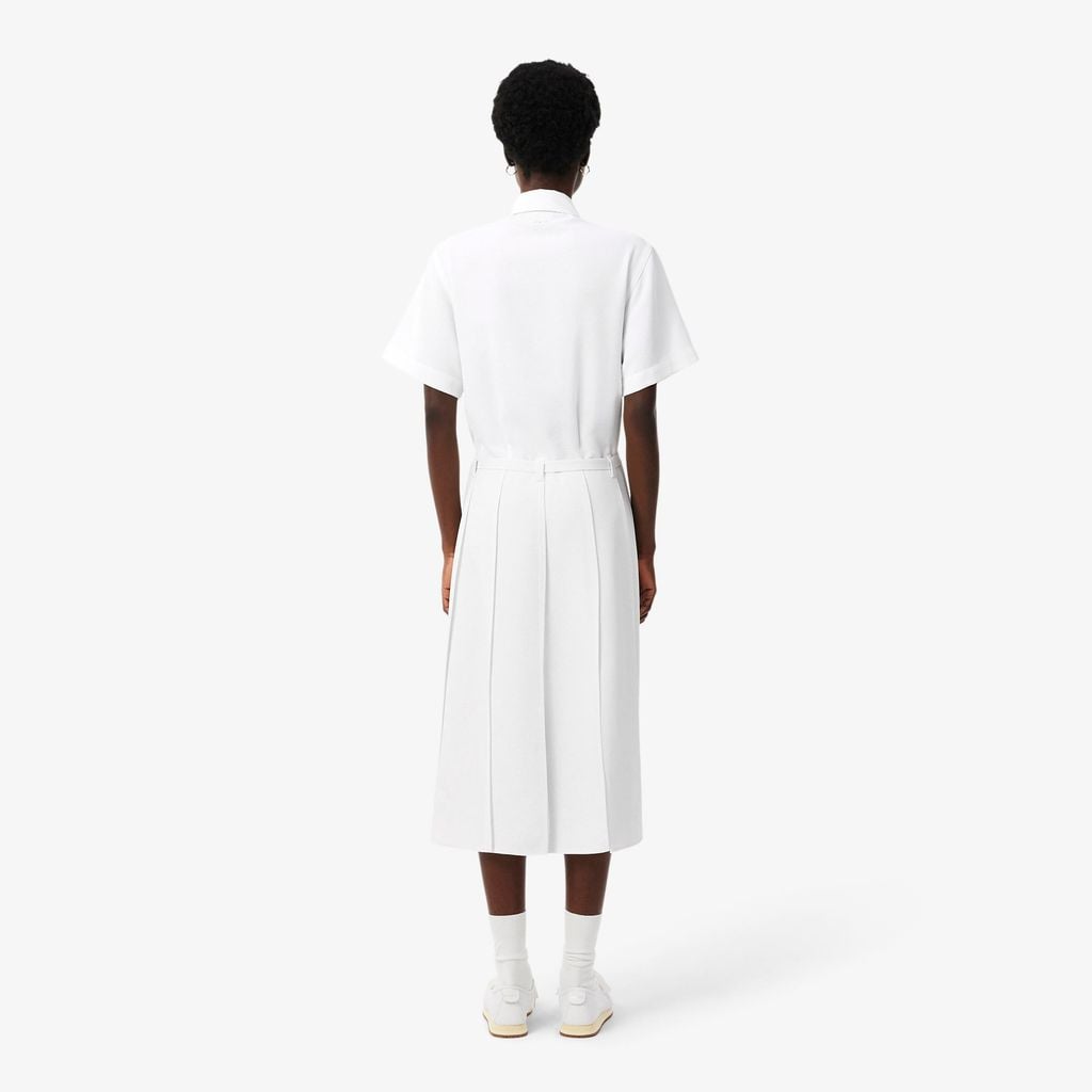 Đầm Lacoste Nữ Dáng Dài Xếp Ly Họa Tiết Dệt Jacquard