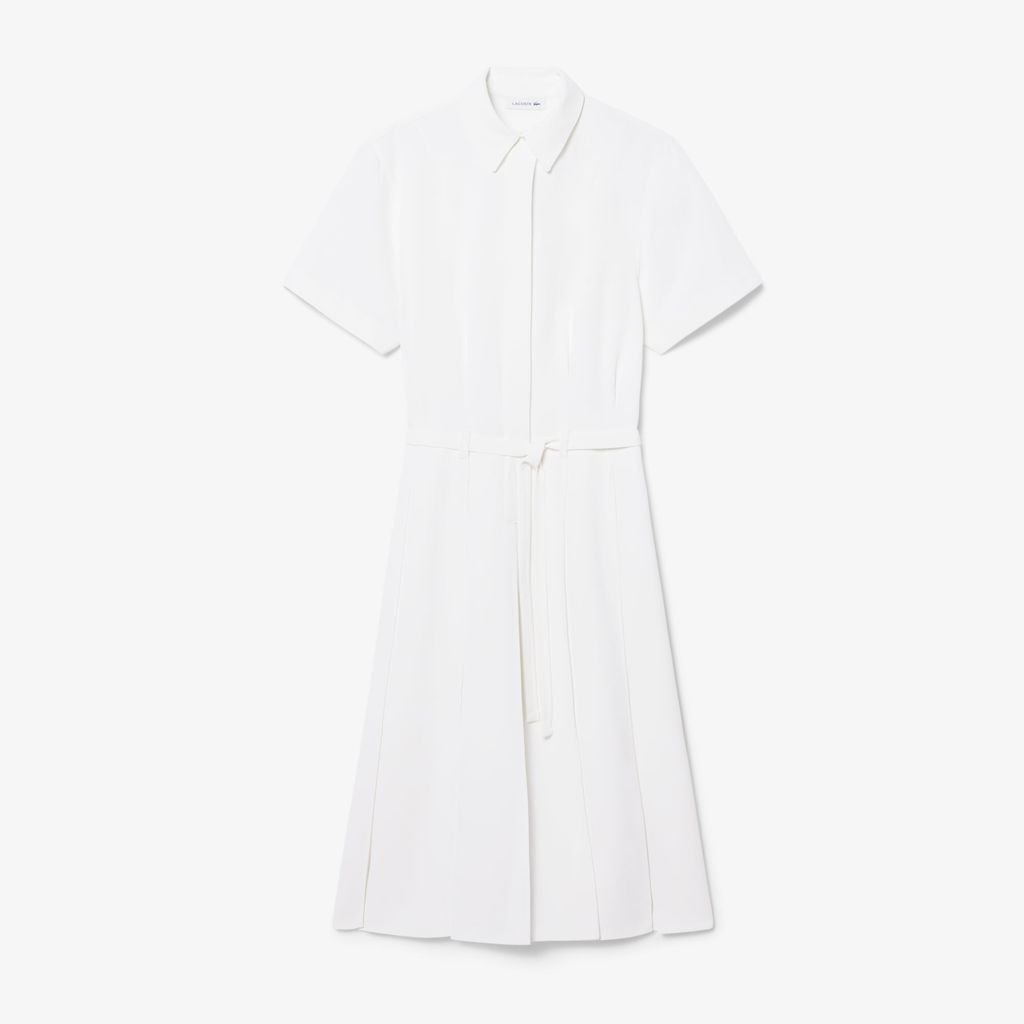 Đầm Lacoste Nữ Dáng Dài Xếp Ly Họa Tiết Dệt Jacquard
