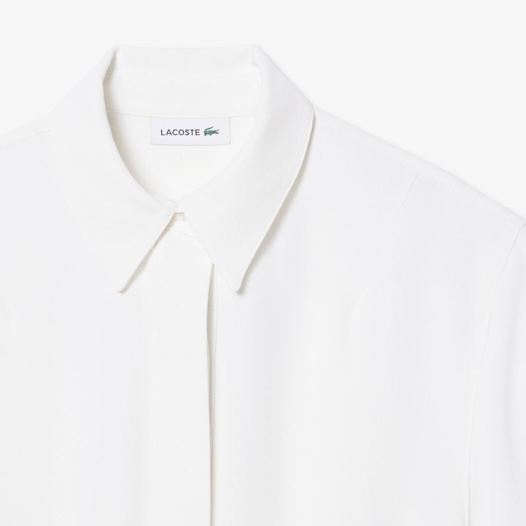 Đầm Lacoste Nữ Dáng Dài Xếp Ly Họa Tiết Dệt Jacquard