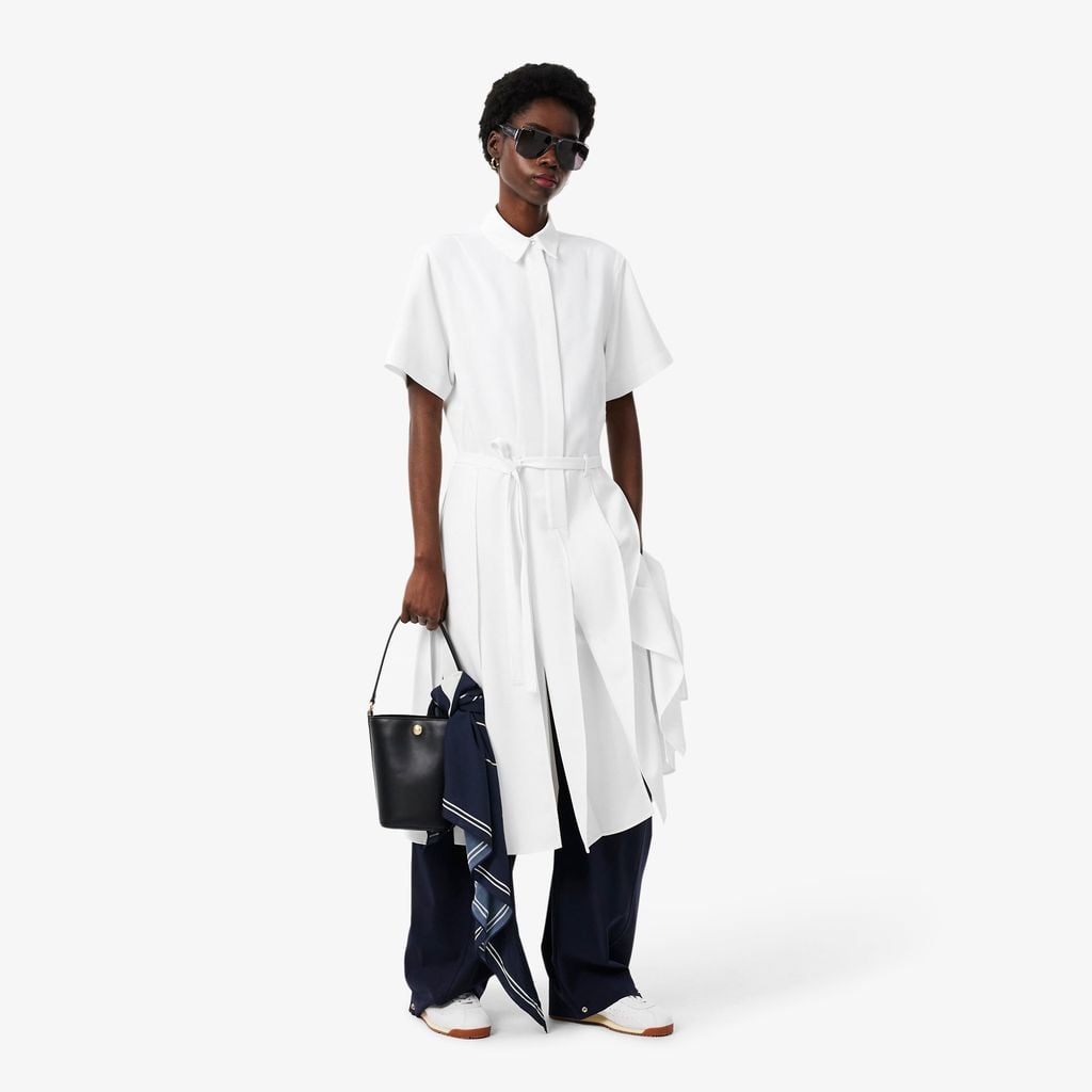 Đầm Lacoste Nữ Dáng Dài Xếp Ly Họa Tiết Dệt Jacquard